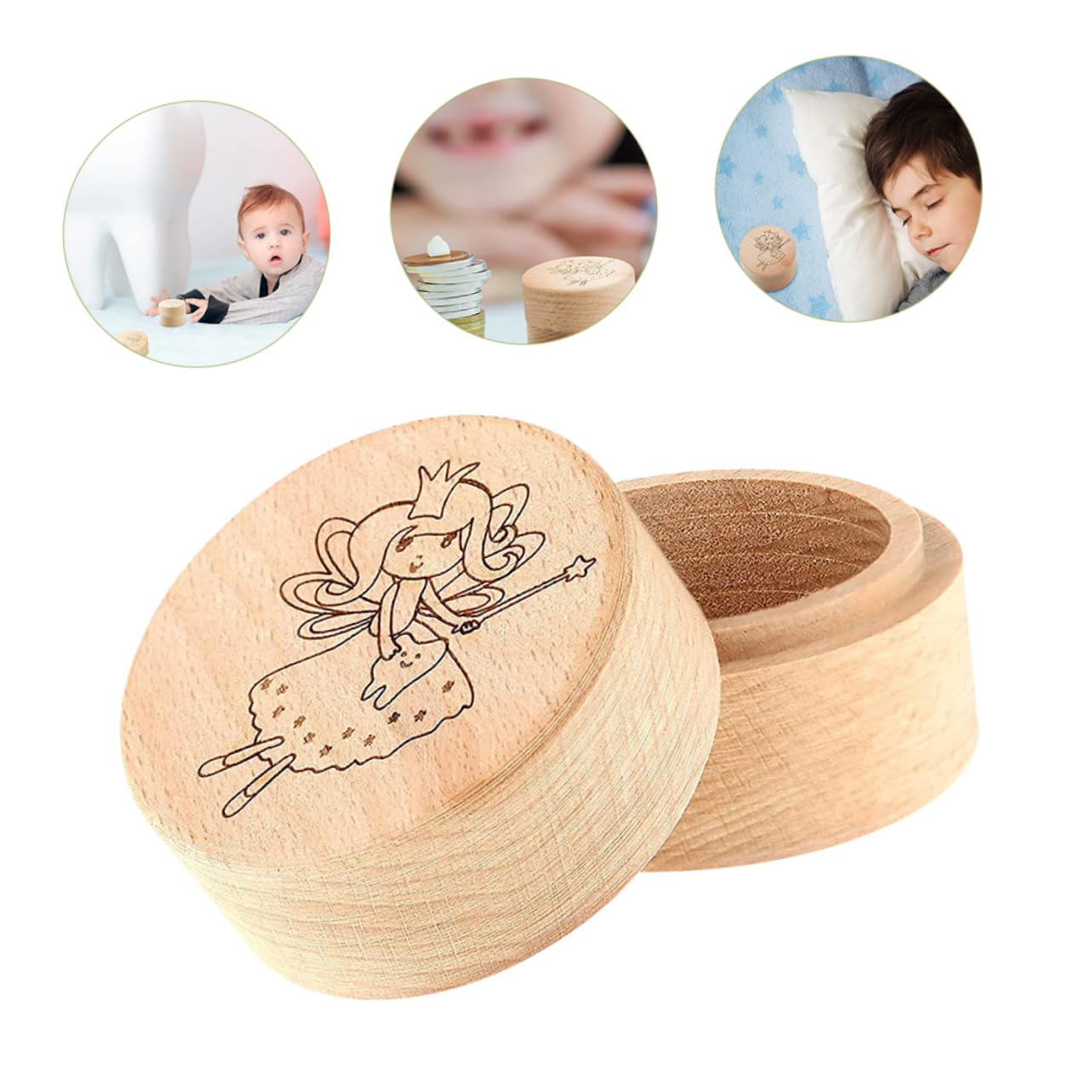 BIUDECO Wooden Baby Teeth Keepsake Box - First Tooth Holder for Boys & Girls, Tooth Fairy Memory Box - Perfect for Newborn Milestones & Childhood Memorabilia Storage