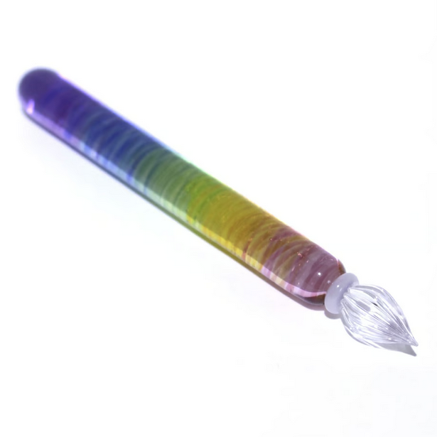 Japanese Glass Dip Pen - Rainbow, Short, Pink to Purple Gradient - Perfect Calligraphy & Handwriting Tool - Unique Gift for Writers, Artists & Stationery Lovers - Ideal for Journaling, Letter Writing & Creative Projects