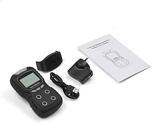 Portable 4-Gas Detector for EX/H2S/CO/O2 - Rechargeable Multi-Gas Monitor with LCD Display, Sound, Light & Vibration Alarms - Durable Gas Analyzer for Industrial Safety, Confined Space & Workplace Monitoring