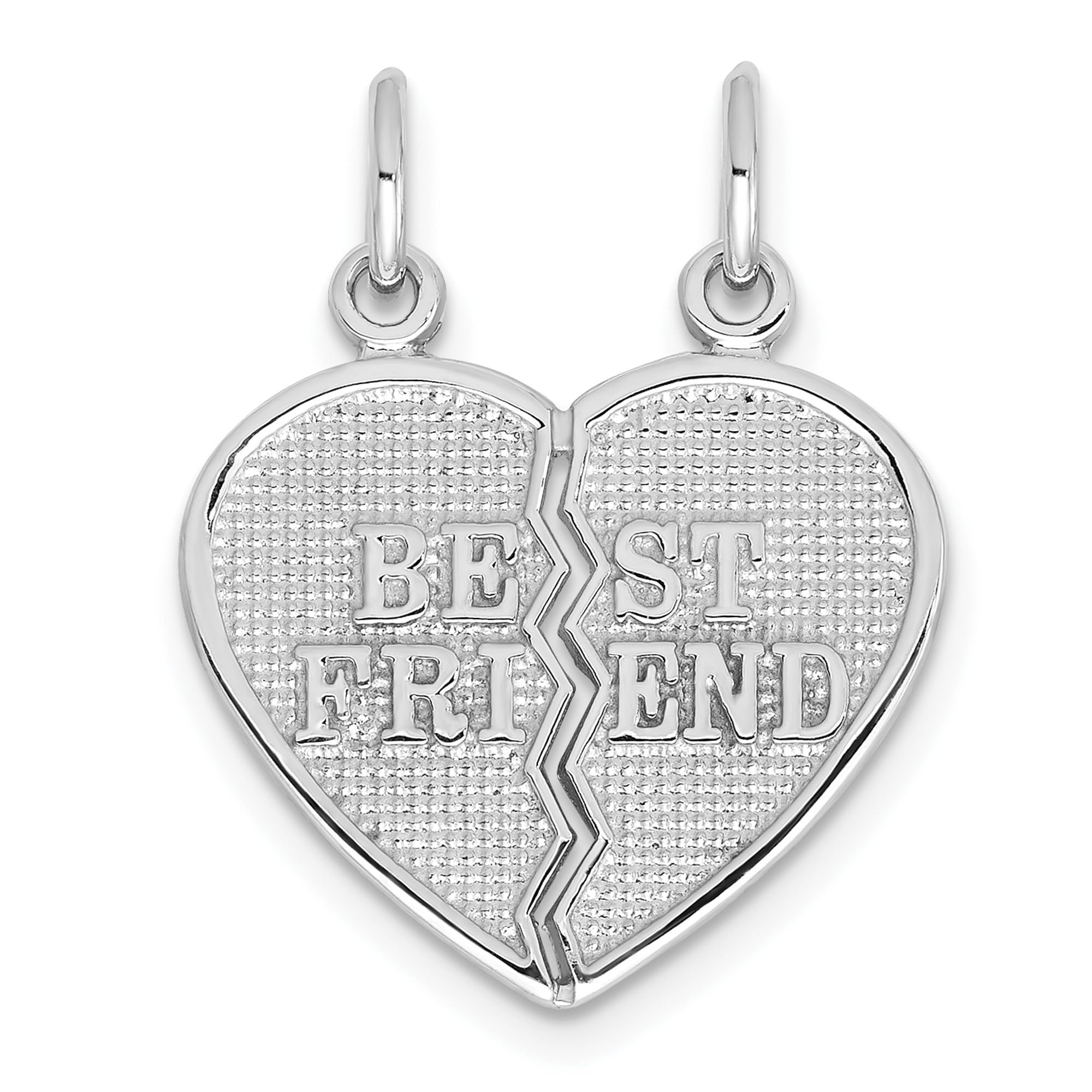 14K Solid White Gold Best Friend Break-Apart Necklace - Matching Pendant Charm for Couples, BFFs & Sisters - Perfect Gift for Anniversaries, Birthdays & Valentine's Day