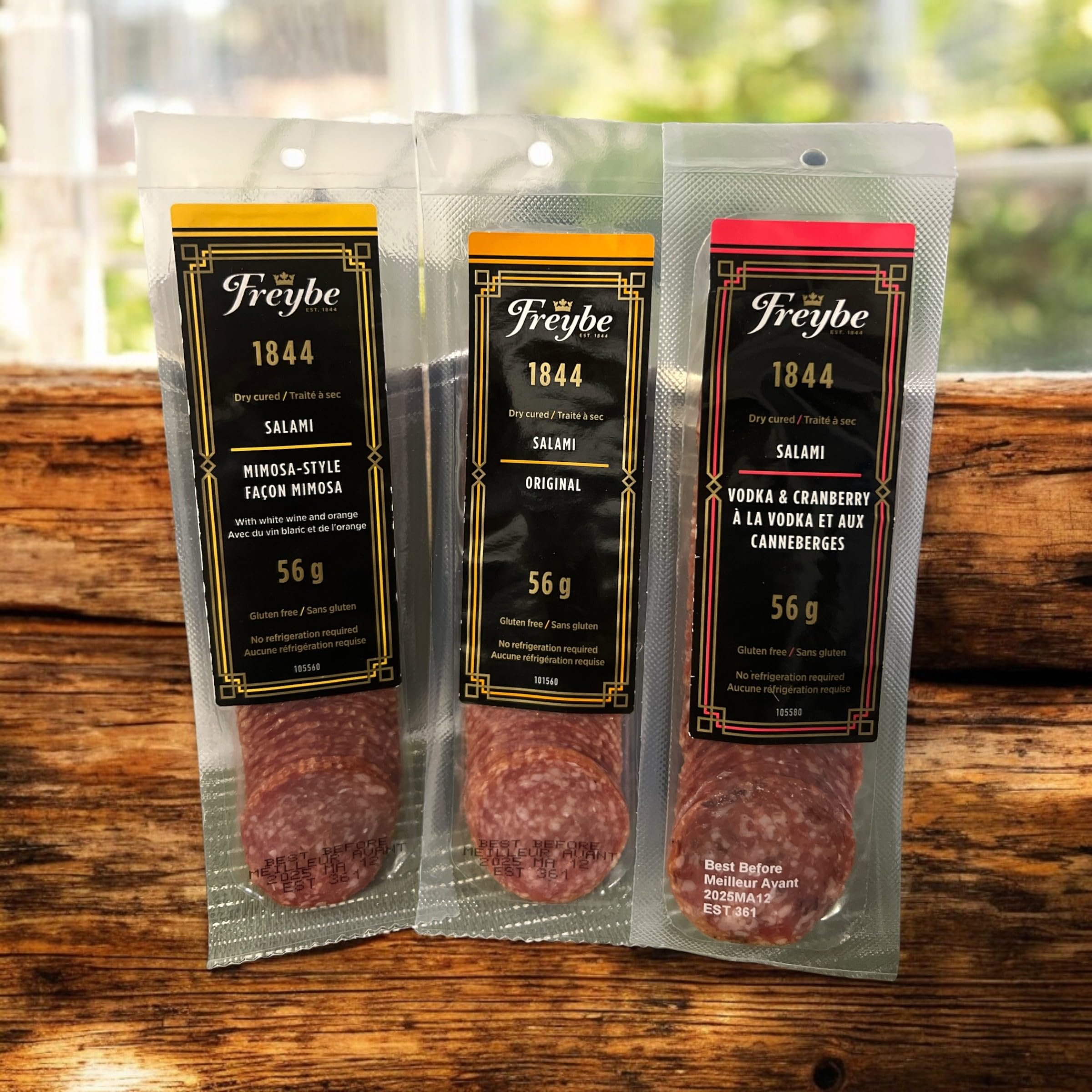 Freybe 1844 Original Dry Cured Salami - 56g Gluten-Free Canadian Sausage Snack | Perfect for Charcuterie Boards, Picnics & Keto Diet