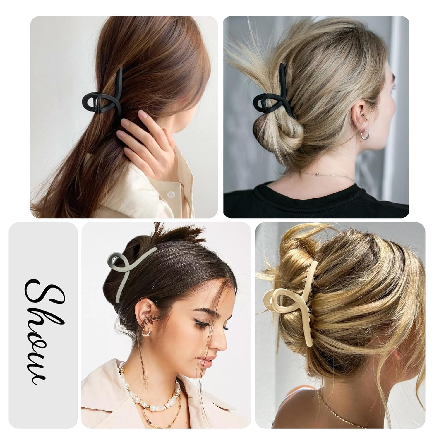 6 Pcs Large Pearl Hair Claw Clips for Women - Strong Hold Jaw Clips for Thick & Long Hair - Elegant White Barrettes & Hair Accessories for Girls (Perfect for Weddings, Parties & Everyday Styling)