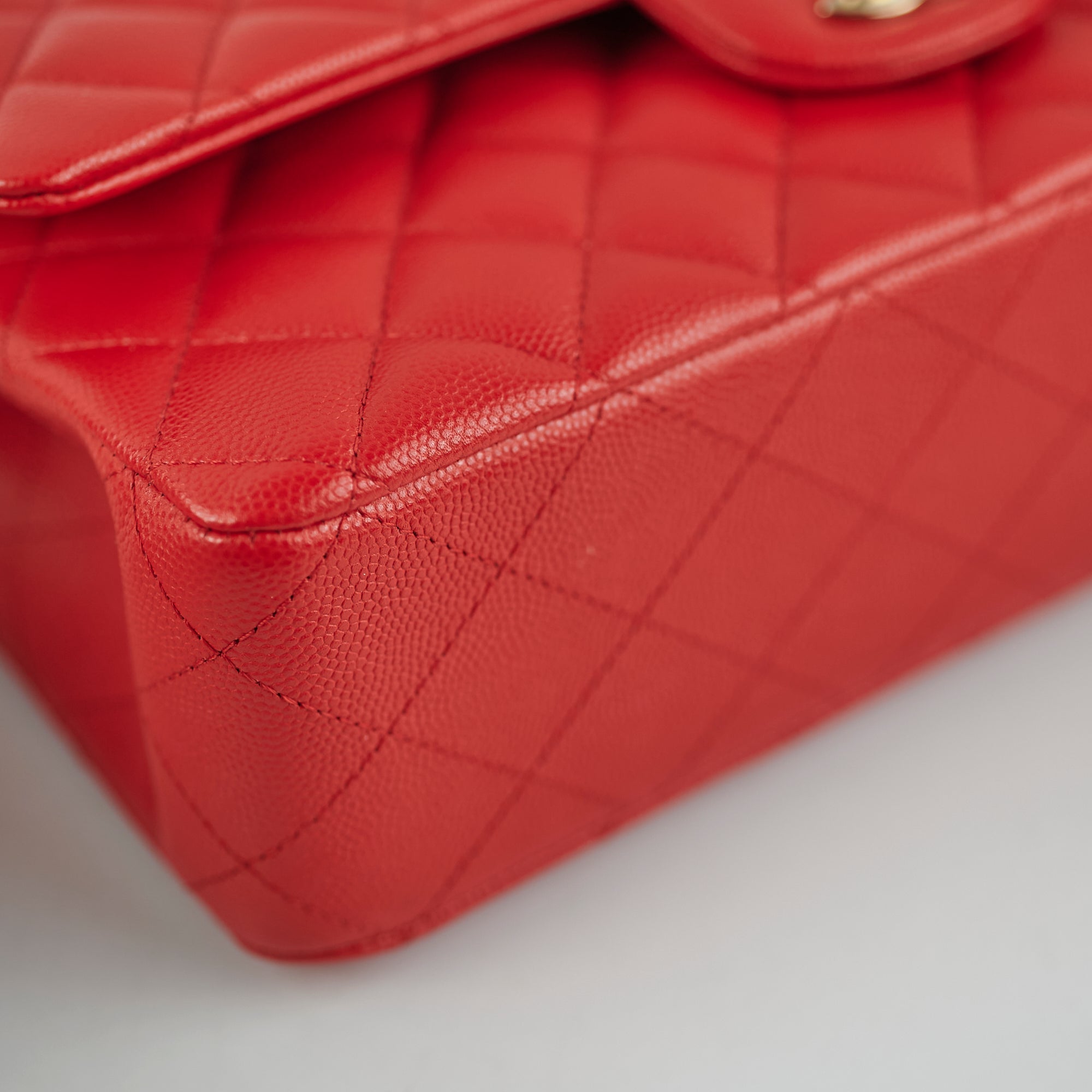 Chanel Caviar Leather Medium/Large Double Classic Flap Bag in Red with Microchip - Luxury Handbag for Women, Perfect for Parties, Dating & Special Occasions