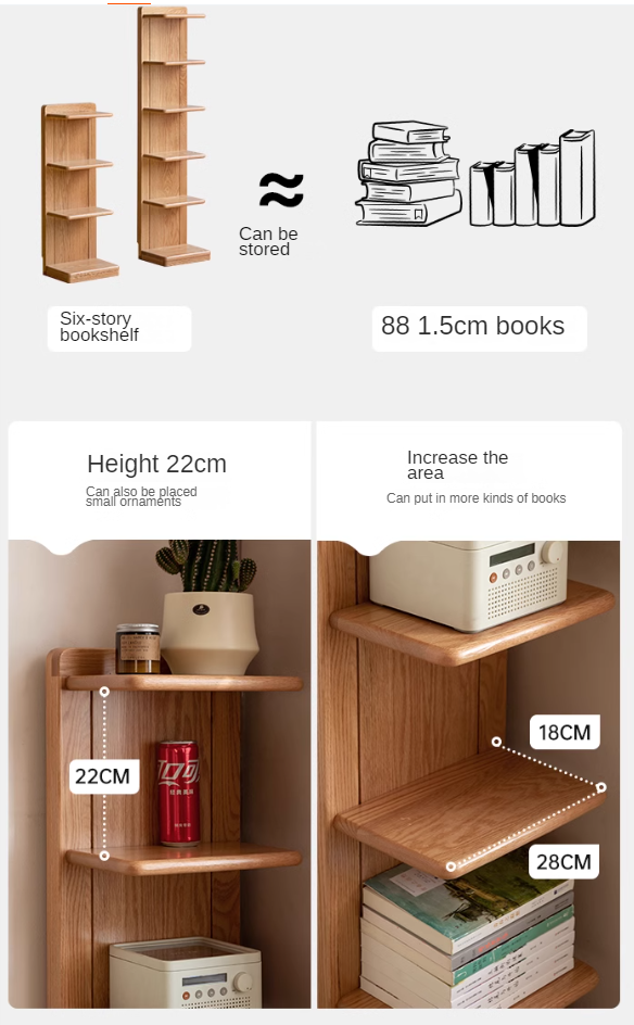 Premium Oak Solid Wood Multi-Layer Storage Shelf - Organize Books, Toys, and Home Decor - Perfect for Living Room, Bedroom, and Office Organization