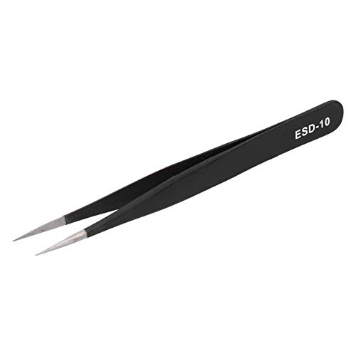 Professional Stainless Steel Eyelash Tweezers for False Lashes, Eyelash Extensions, Makeup & Nail Art - Pointed Tip Precision Tool (ESD-10) | Perfect for Salon, Home Use & Professional Makeup Artists