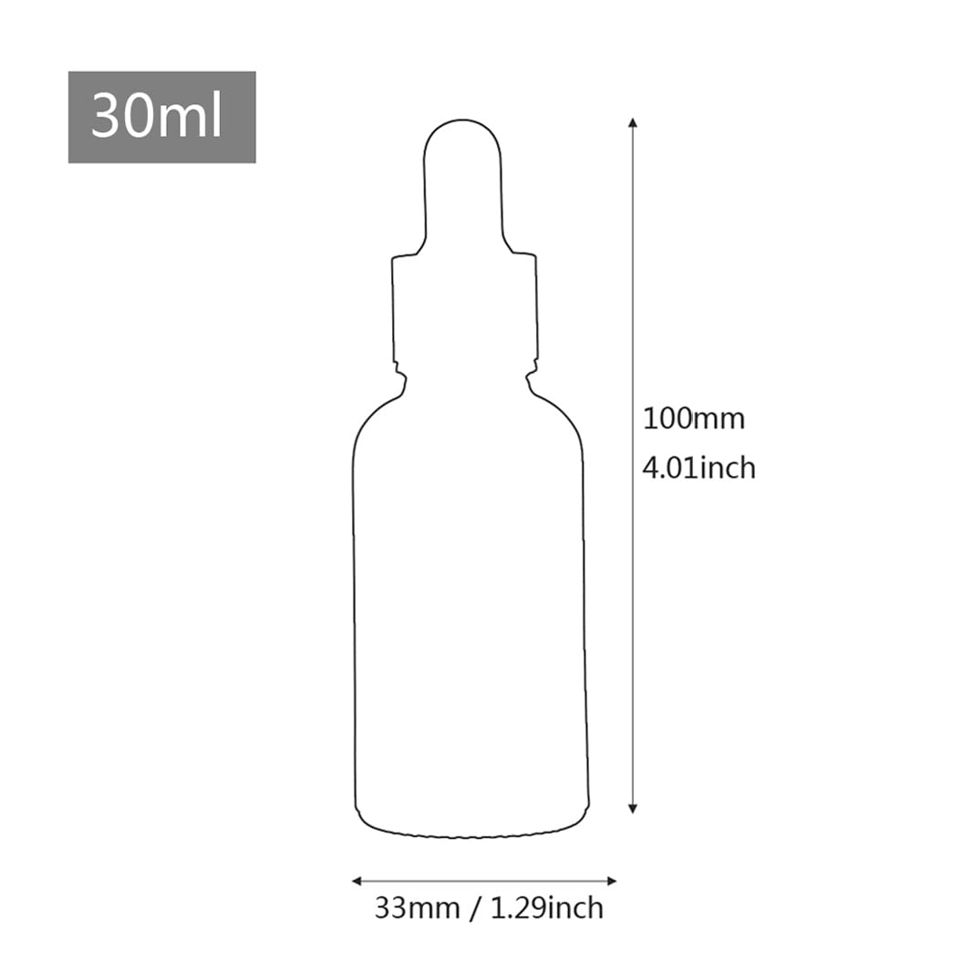 6 Pack 30ml Frosted Glass Dropper Bottles - Essential Oil & Travel Cosmetics Storage for DIY & Skincare