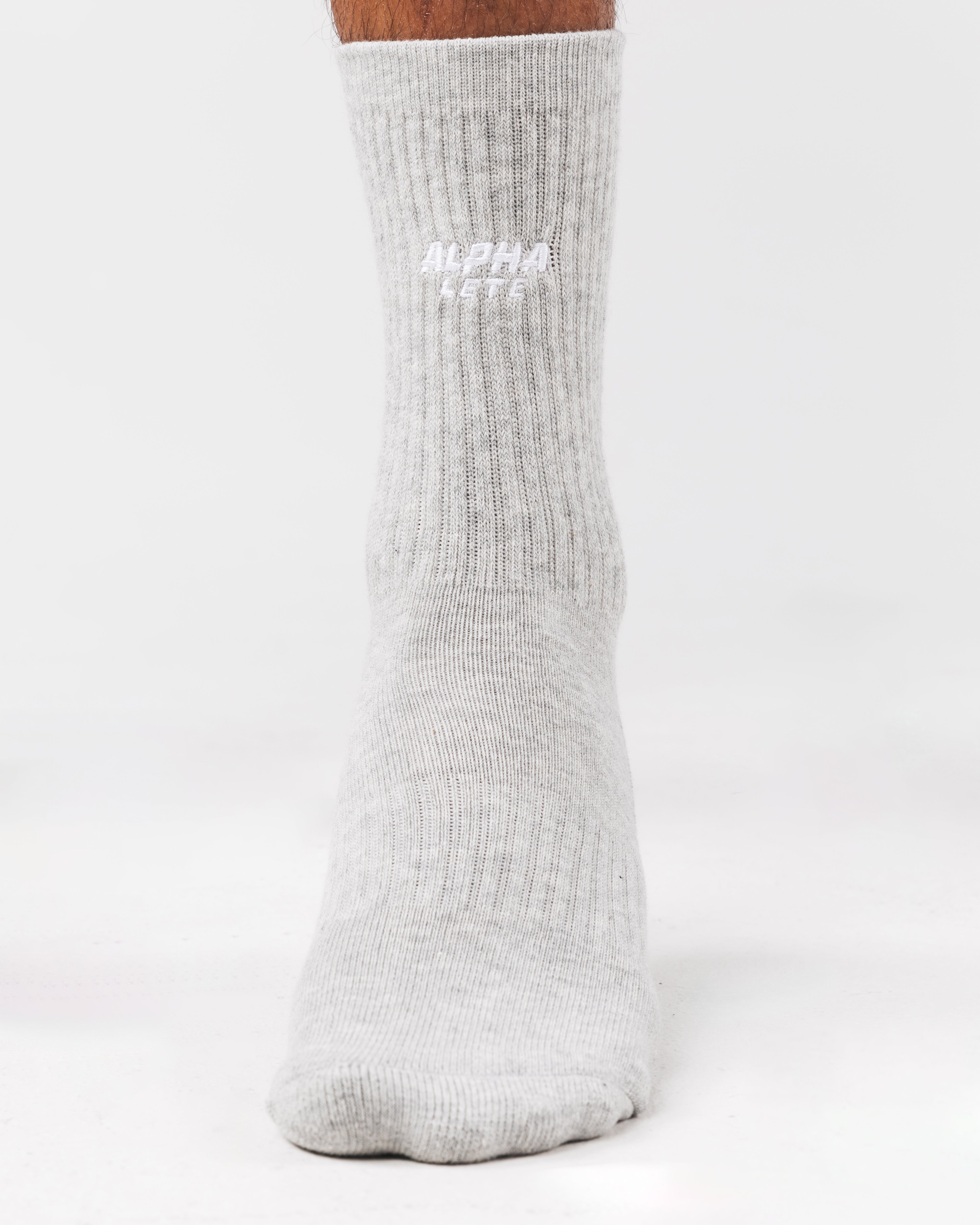 Force Elite Performance Socks 3-Pack - Heather Grey - Moisture Wicking & Cushioned for Running, Hiking & Workouts