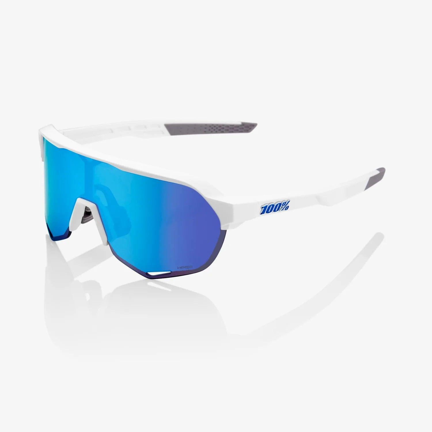 100% UV Protection Polarized Sunglasses S2 Matte White Frame with HiPER Blue Multilayer Mirror Lens - Stylish for Driving, Beach & Outdoor Activities