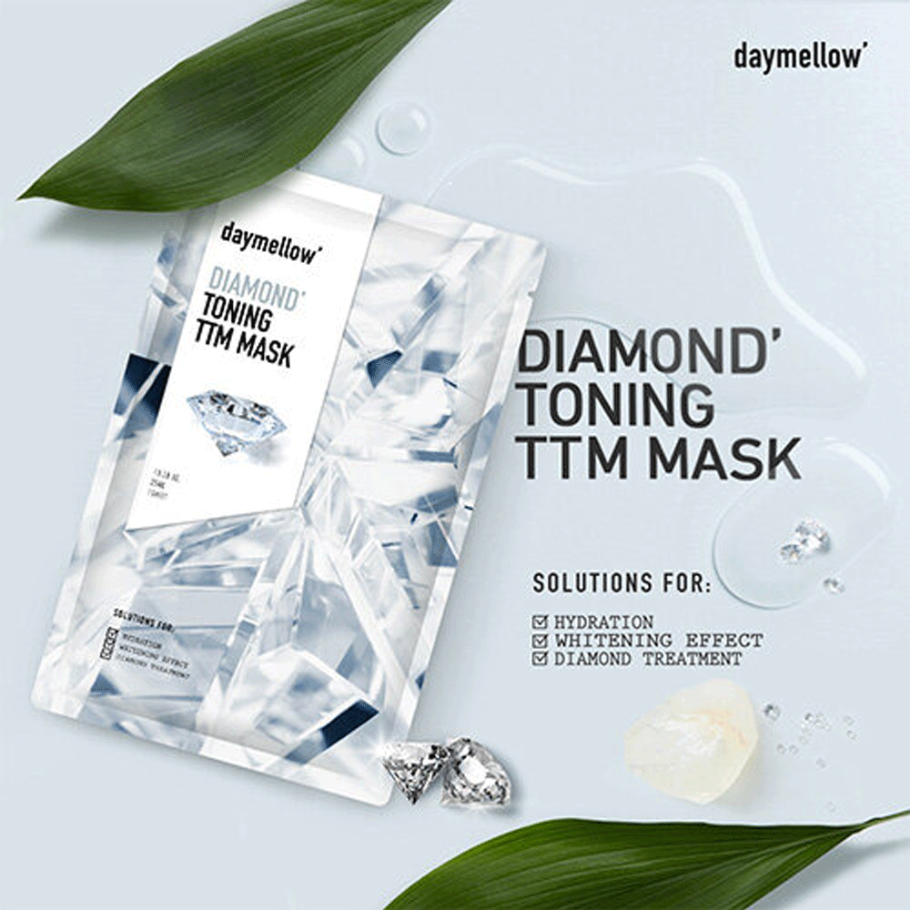 Daymellow Diamond Toning TTM Mask 10 Pack - Brightening & Hydrating Facial Sheet Mask for Glowing Skin | Perfect for Spa Night & Self-Care Routine