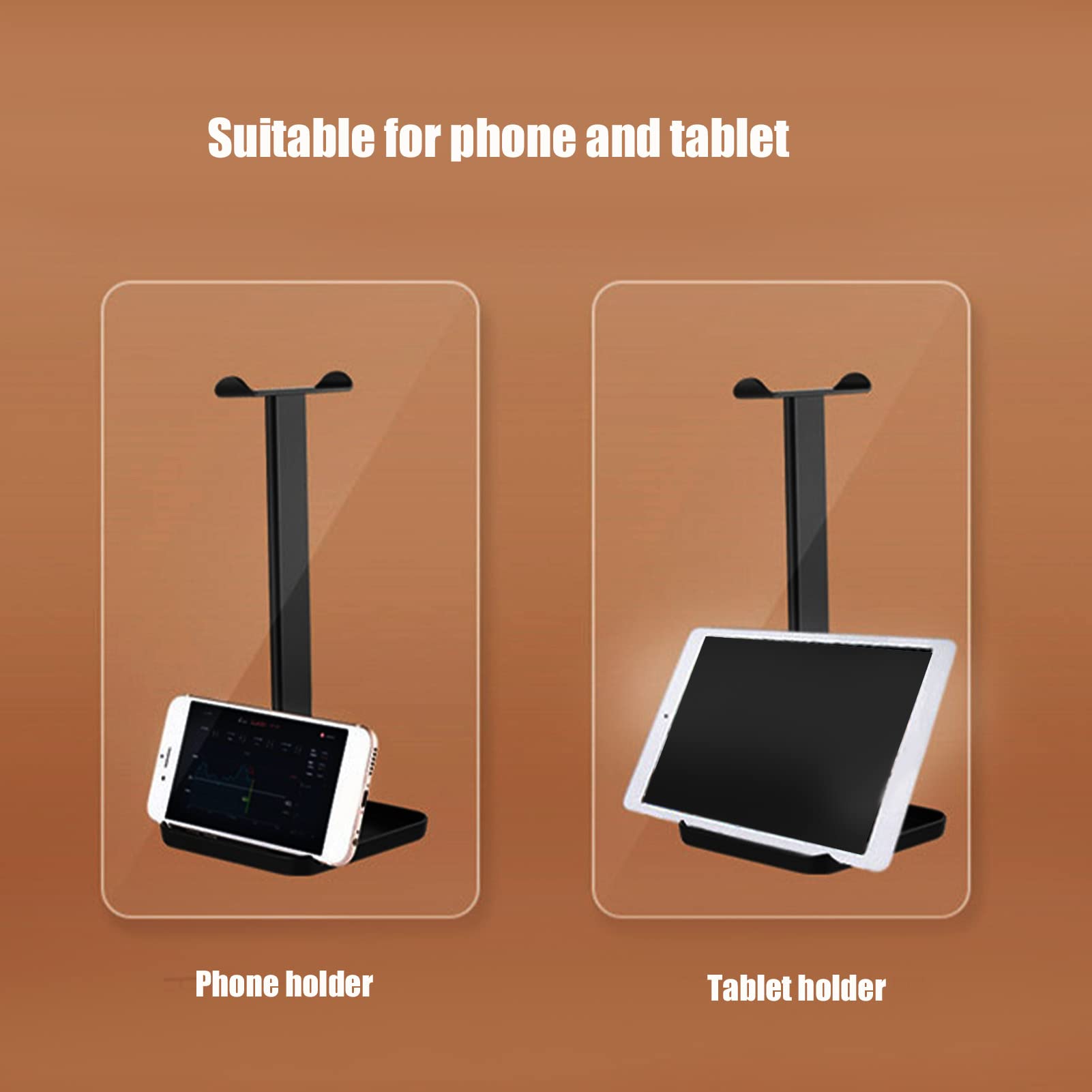 2 in 1 Headphone Stand with Phone Holder - ABS Gaming Headset Stand with Solid Base & Tablet Holder - Perfect for Desk Organization, Gaming Setup & Office Accessories (White)