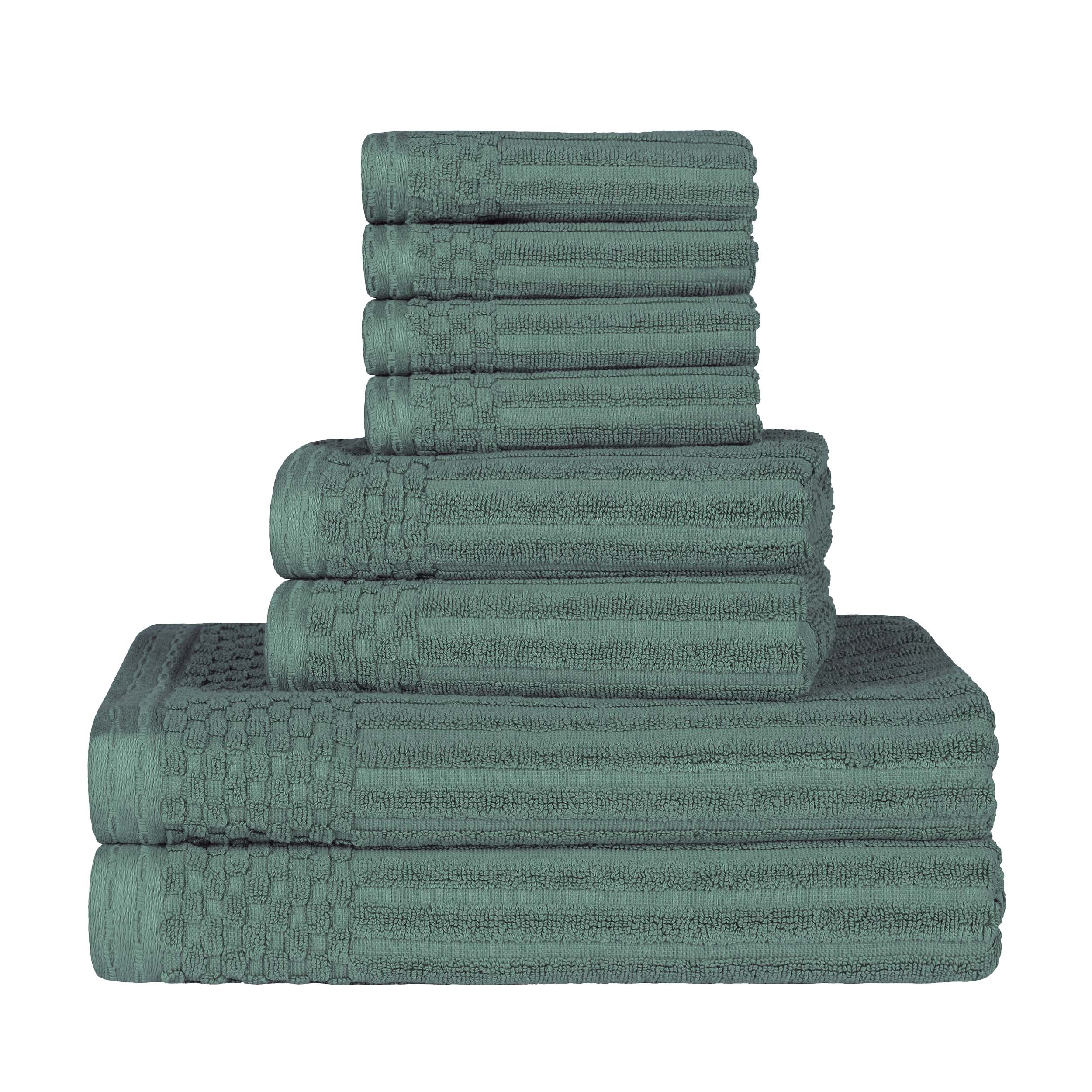 Premium 8-Piece Cotton Ribbed Towel Set - Soft, Absorbent & Medium Weight Bath Towels for Spa, Gym & Luxury Home Use