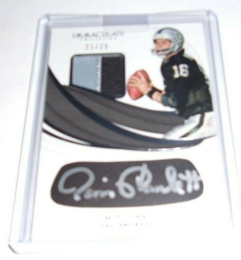 Jim Plunkett 2019 Immaculate Eye Game Used Jersey Auto 21/25 Signed Football Card - Authentic NFL Memorabilia for Collectors & Fans - Perfect for Sports Memorabilia Displays, Man Cave Decor, and Investment Collections