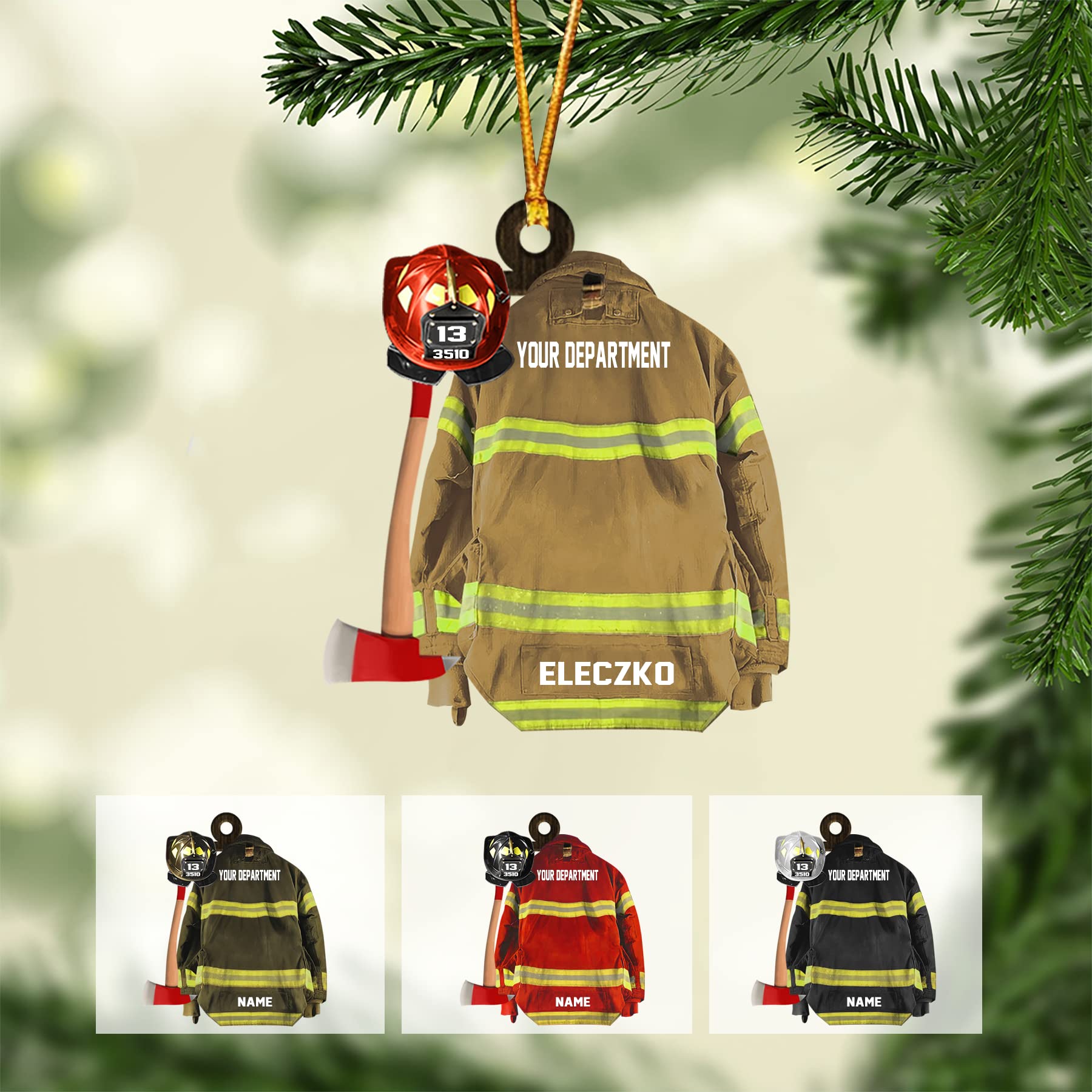 Personalized Firefighter Christmas Ornament - Custom Flat Shape Tree Decoration for Fireman Gifts, Firefighter Graduation Present - Perfect for Holiday Decor, Firefighter Appreciation & Office White Elephant Exchange