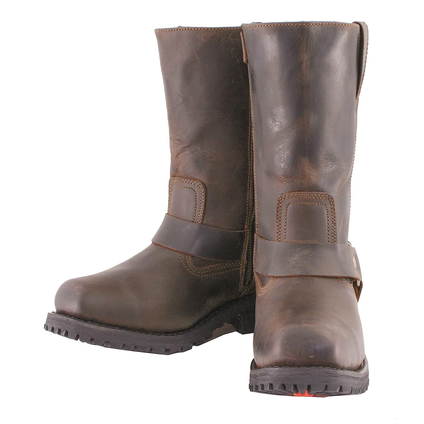 Milwaukee Leather Men's Classic 11-Inch Dark Brown Leather Harness Square Toe Motorcycle Boots - MBM9062-9.5 - Durable Riding Boots for Cruiser & Harley Bikers, Perfect for Long Rides & Motorcycle Events