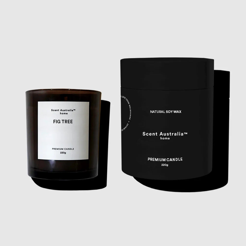 Premium Fig Tree Scented Candle (220g) by Scent Australia - Natural Soy Wax for Home Fragrance, Relaxation & Aromatherapy | Perfect for Living Rooms, Bedrooms & Spa Ambience