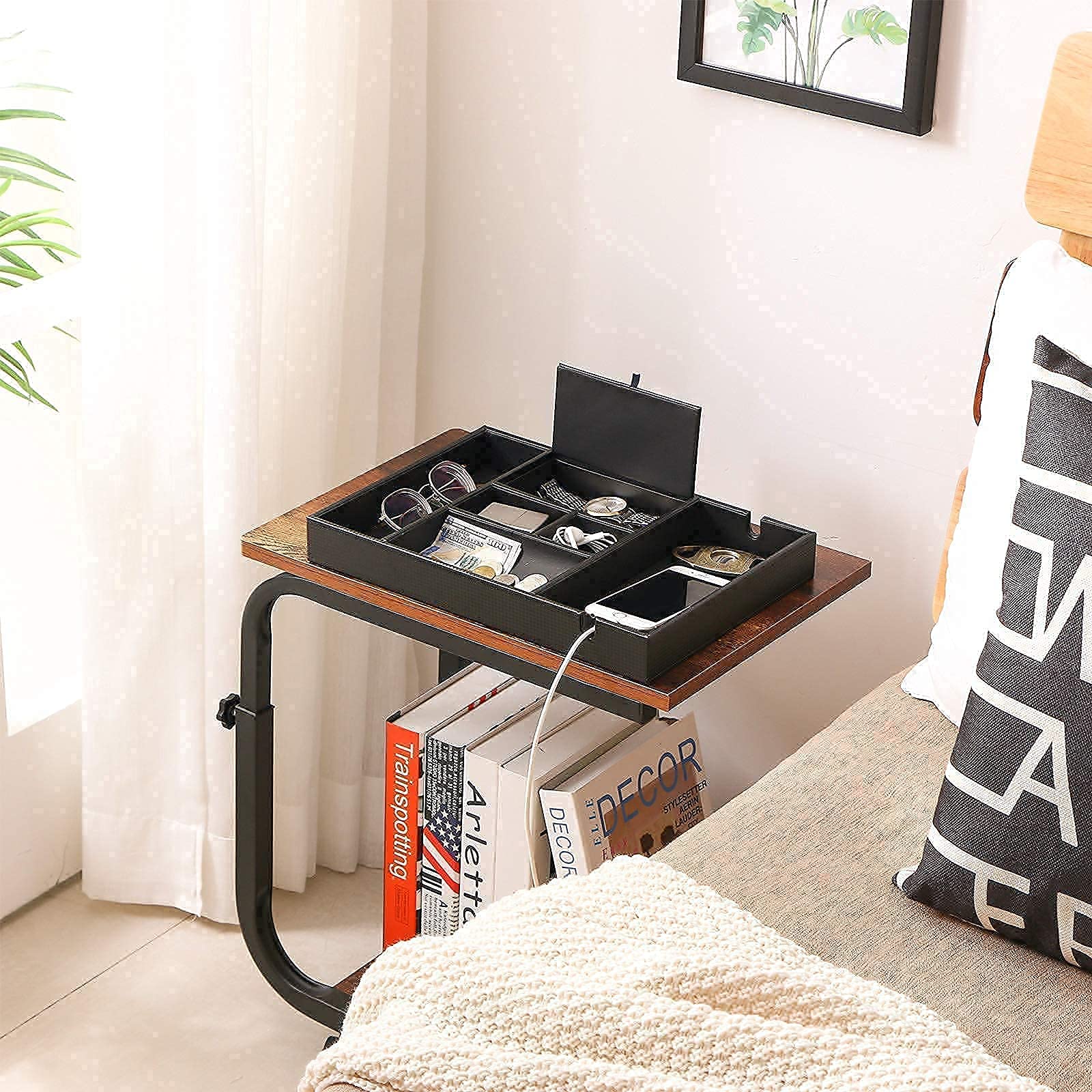 BEWISHOME Carbon Fiber Watch Box Organizer & Valet Tray - Men's Dresser and Nightstand Storage Case - Perfect for Watch Collection, Jewelry, and Small Essentials Organization at Home or Office