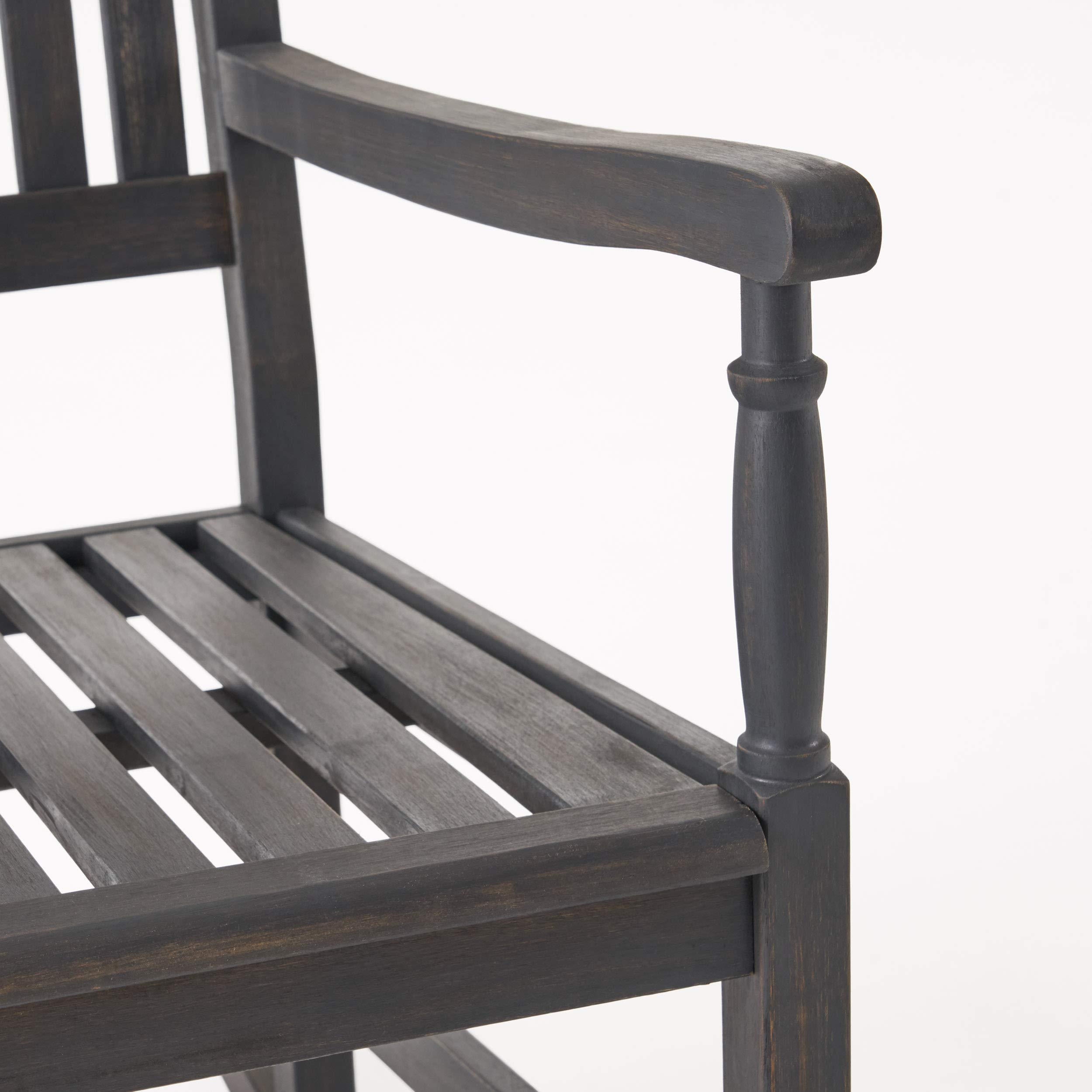 Premium Acacia Wood Outdoor Rocking Chairs Set of 2 - Dark Gray Patio Furniture for Garden, Porch & Backyard Relaxation