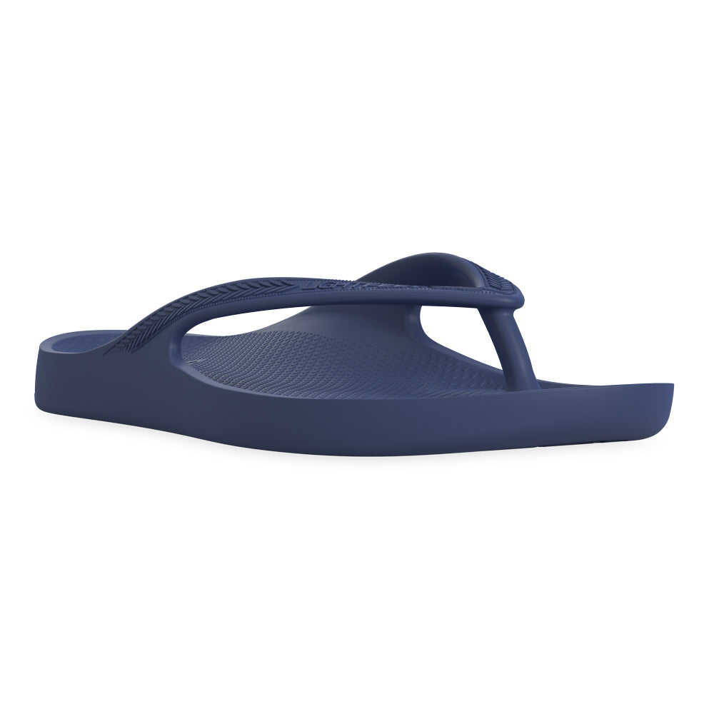 LightFeet Arch Support Flip Flops for Women & Men - Comfortable Orthopedic Sandals with Cushioning - Navy Blue - Perfect for Beach, Pool & Summer Walking