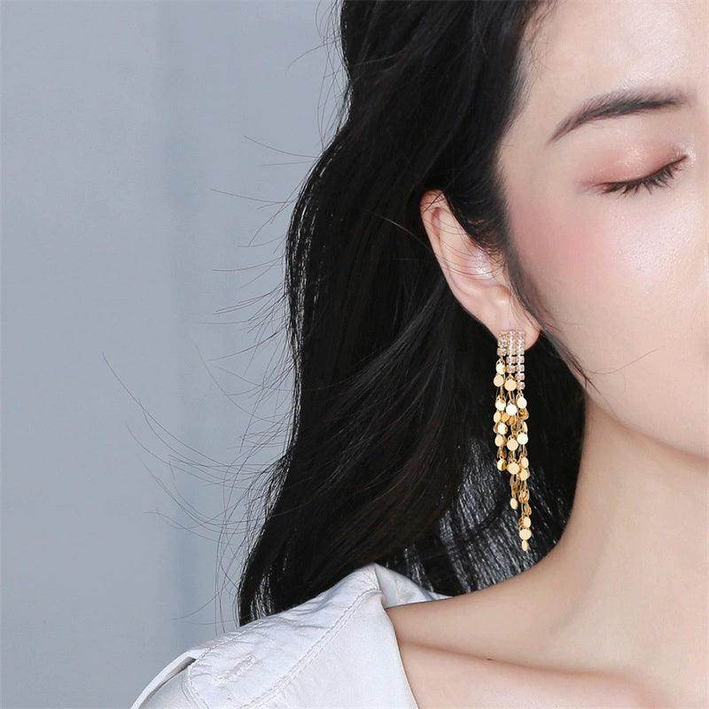Long Gold Fringe Earrings for Women - Elegant Dangling Party Jewelry - Perfect for Weddings, Date Nights & Special Occasions