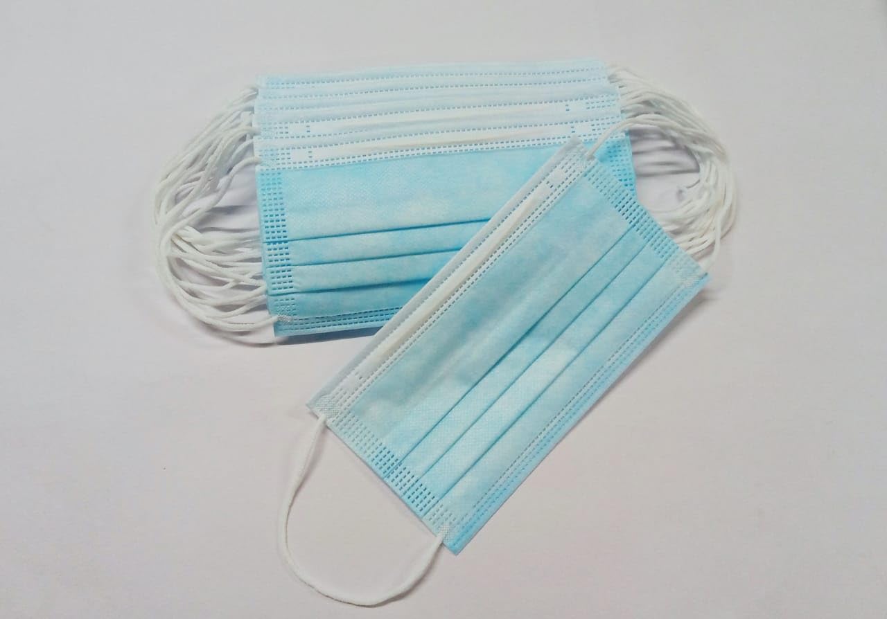 Raksha Life Care Disposable Face Masks 50-Pack (Blue, 4-Pack) - Breathable 3-Ply Protection for Daily Use, Work & Travel