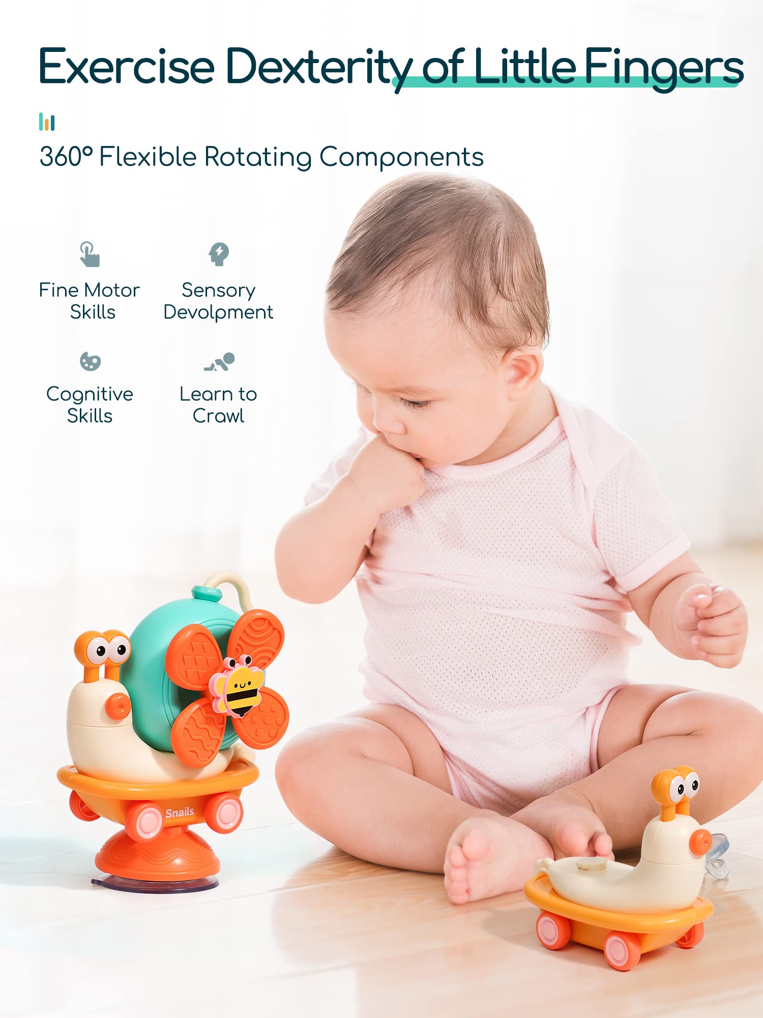 5-in-1 Montessori High Chair Toy with Suction Cups & Spinner - Fine Motor Skills Development Sensory Toys for Babies 6-18 Months & Toddlers 1-3 Years - Perfect for Travel, Mealtime & Playtime - Ideal Gift for Boys & Girls