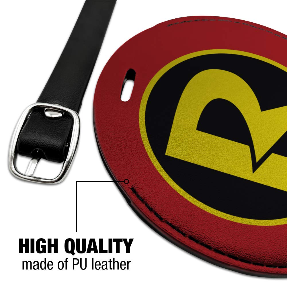 Batman & Robin Logo Round Leather Luggage Tag - Personalized Suitcase ID Tag for Travel Bags - Perfect for Carry-Ons, Backpacks & Suitcase Identification