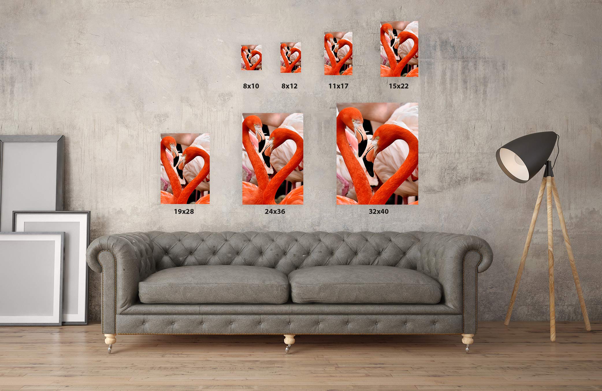 Flamingo Couple Wall Art - Pink Love Decor for Bedroom & Living Room - 8x12 Inch Cute Flamingo Picture - Perfect for Home Decor, Gifts & Tropical Theme Rooms