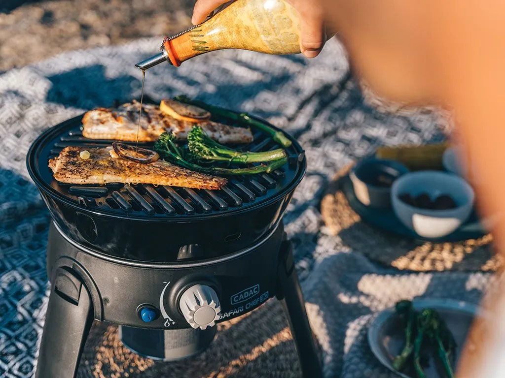 Front Runner Outfitters Safari Chef 30 HP Portable 5-Piece Gas Grill BBQ - Perfect for Camping, Outdoor Cooking & Backyard Barbecues