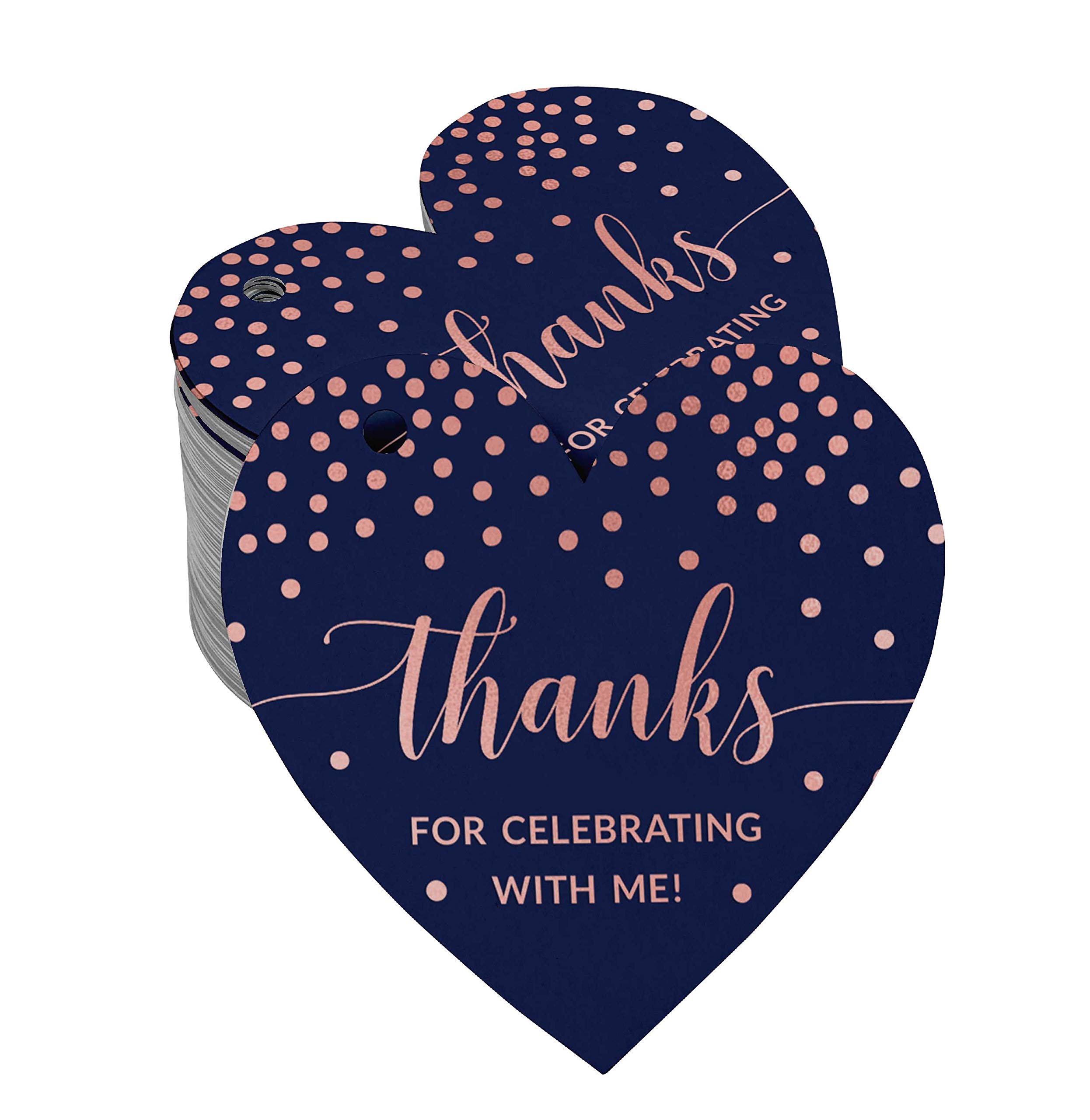 100pcs Real Rose Gold Foil Birthday Thank You Tags - Elegant Party Favor Hanging Tags for Celebrations, Baby Showers & Wedding Favors