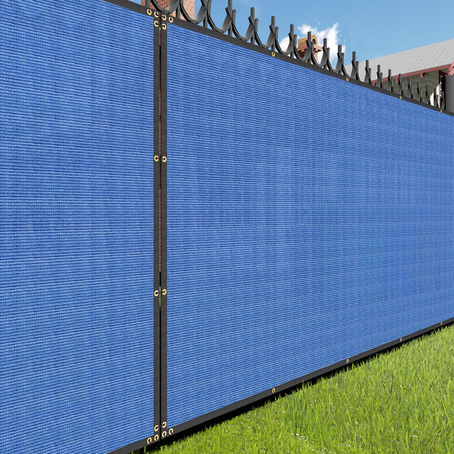 E&K Sunrise 5' x 60' Outdoor Privacy Fence Screen with Grommets - UV Blocking Windbreak Mesh for Backyard, Garden & Patio Cover - Blue - Perfect for Creating Shade, Enhancing Privacy & Protecting Outdoor Spaces