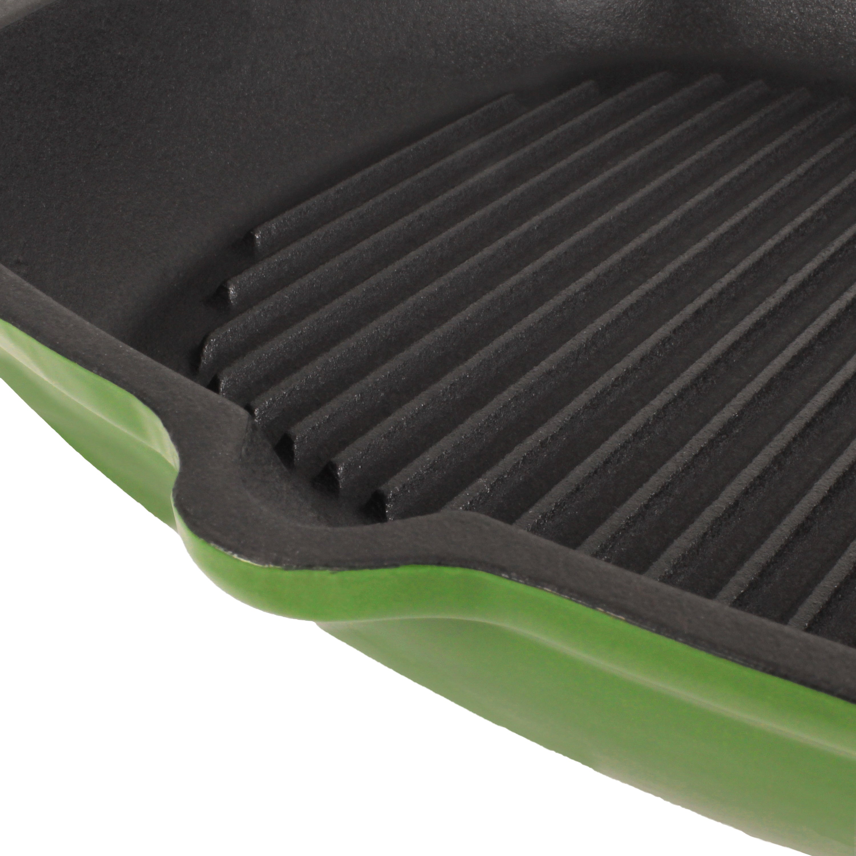 BergHOFF Neo 2-Piece Cast Iron Grill Pan Set with Slotted Steak Press - 11 Inch Nonstick Griddle Pan for Stovetop & Oven Use - Perfect for Grilling Steaks, Burgers & Vegetables - Emerald Green
