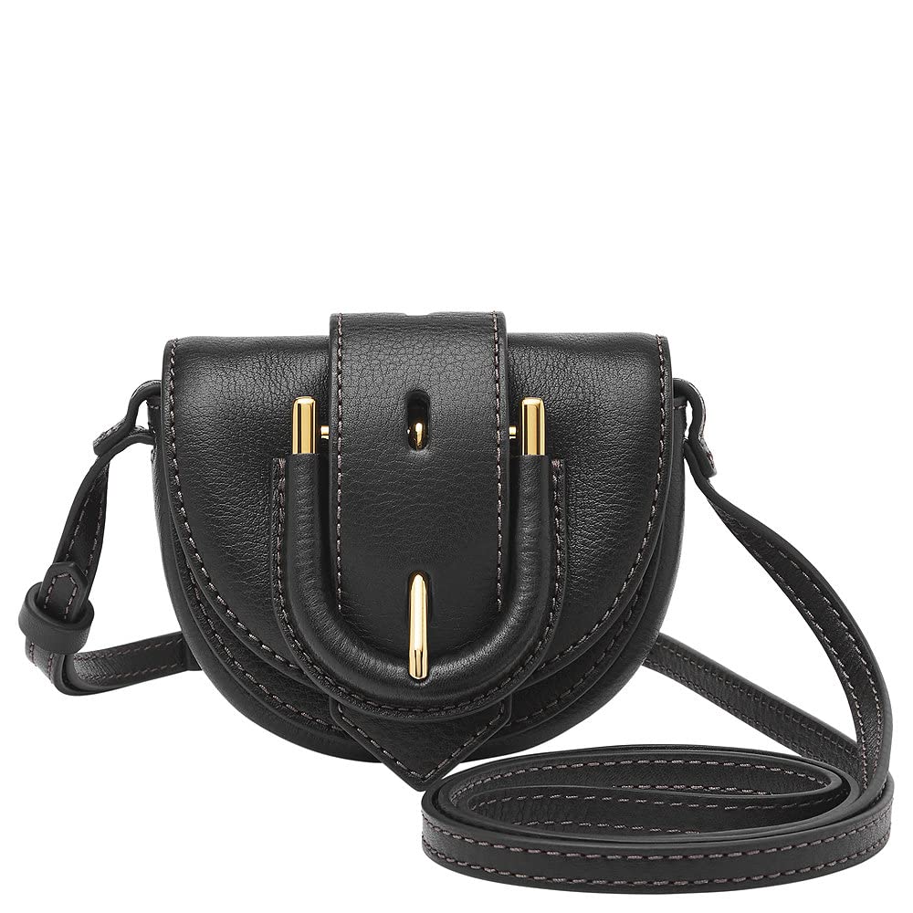Fossil Women's Harwell Medium Black Leather Shoulder Bag - Stylish Crossbody Purse for Work, Travel & Everyday Use