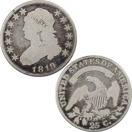 1819 Small 9 Capped Bust Quarter VG Very Good 89.24% Silver 25c US Type Coin - Rare Collectible for Coin Enthusiasts & Historical Investment