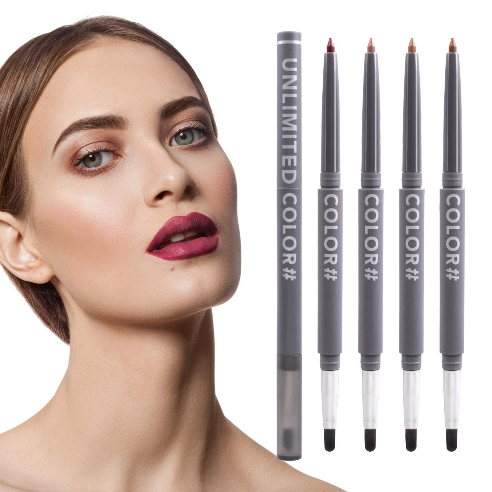 Double-Ended Lip Liner Pencil Set - Matte Nude & Red Lip Liner with High Pigment & Long-Lasting Formula | Perfect Lipstick Liner Kit for Women & Girls | Ideal for Everyday Makeup, Party Looks & Gift Giving