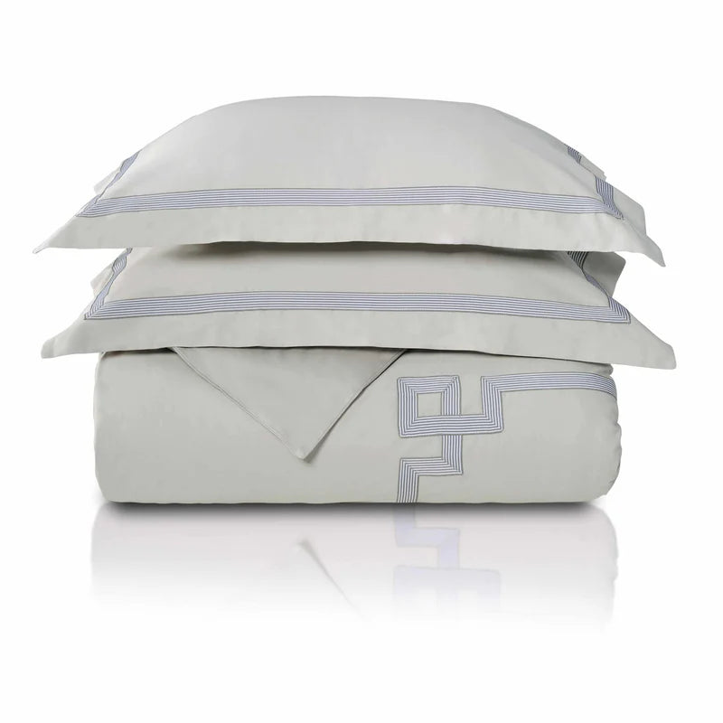 Premium Miller Cotton Embroidered 3-Piece Duvet Cover Set - Soft & Breathable Bedding for Master Bedroom, Guest Room & Dorm Decor