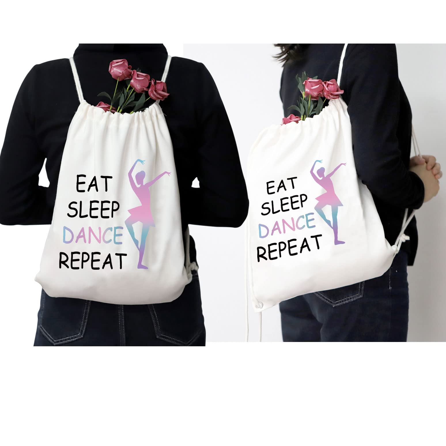 JYTAPP Dance Bags - Lightweight Ballet Drawstring Backpacks for Dancers, Perfect for Eat Sleep Dance Enthusiasts, Ideal for Dance Classes, Rehearsals, and Performances