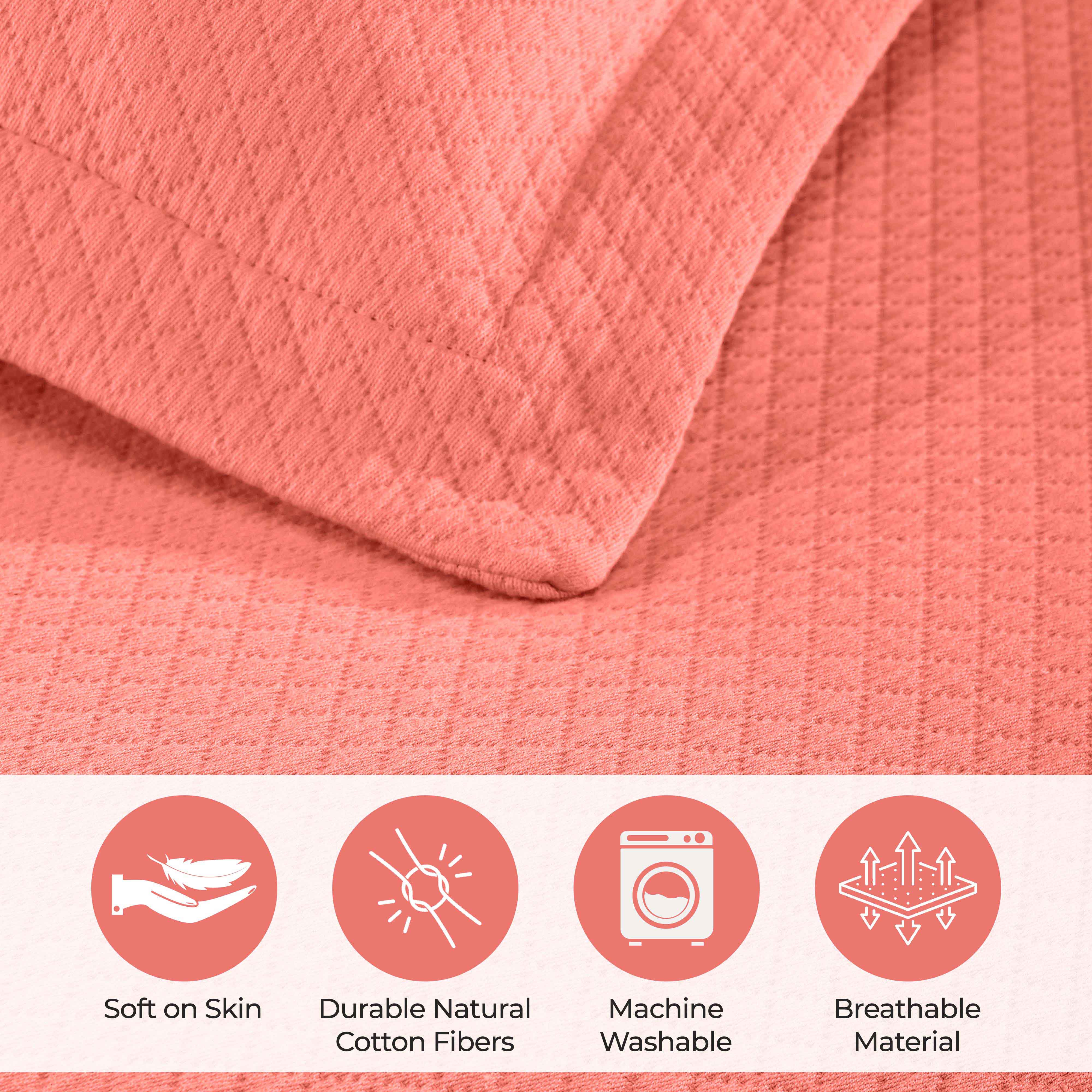 Luxury Jacquard Matelassé Cotton Diamond Solitaire Bedspread Set - Queen Size Bedding Coverlet for Master Bedroom, Guest Room & Hotel Decor