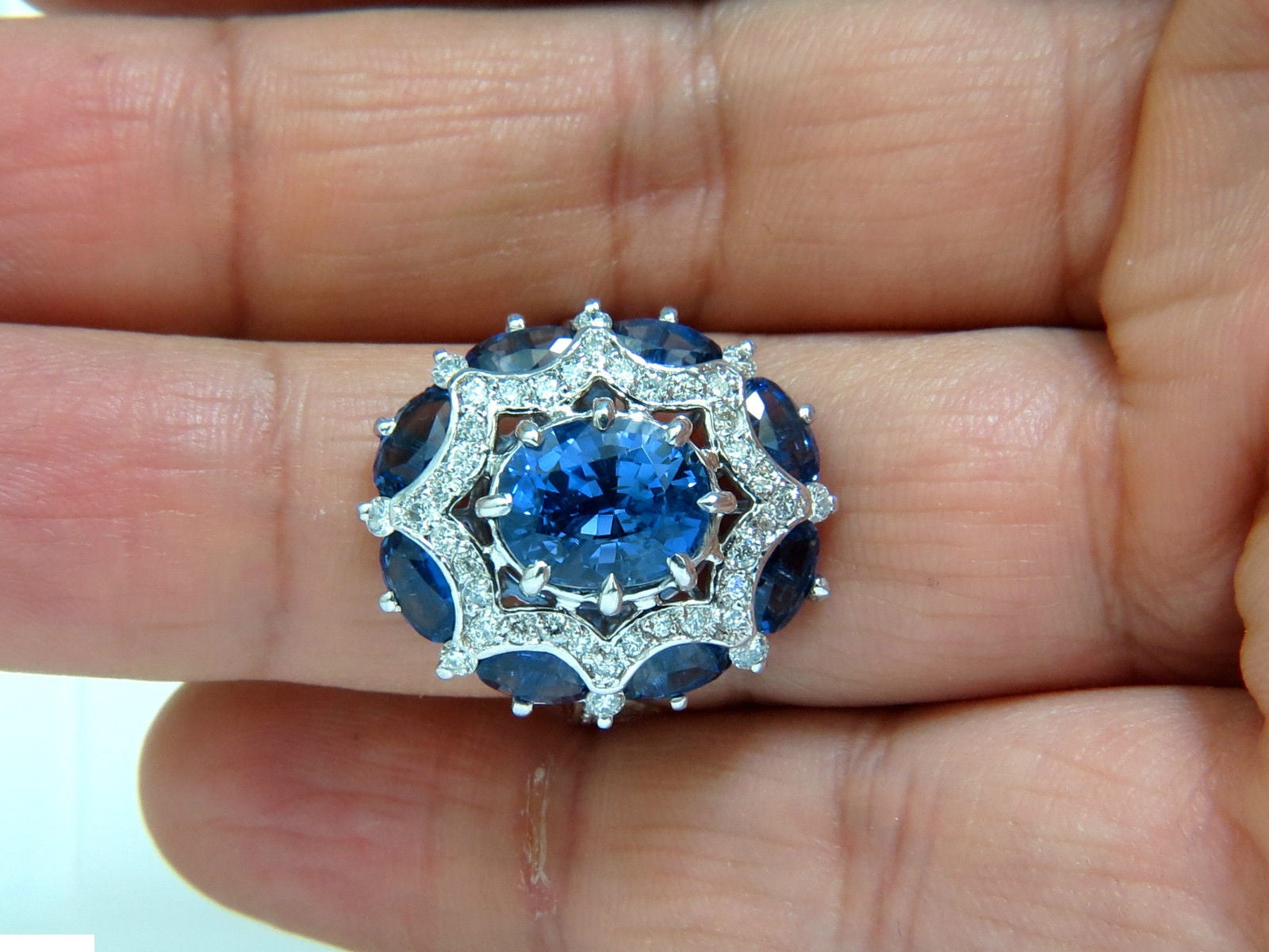 9.10CT GIA Certified Natural No Heat Sapphire & Diamond Cocktail Ring - Perfect for Weddings, Anniversaries & Special Occasions