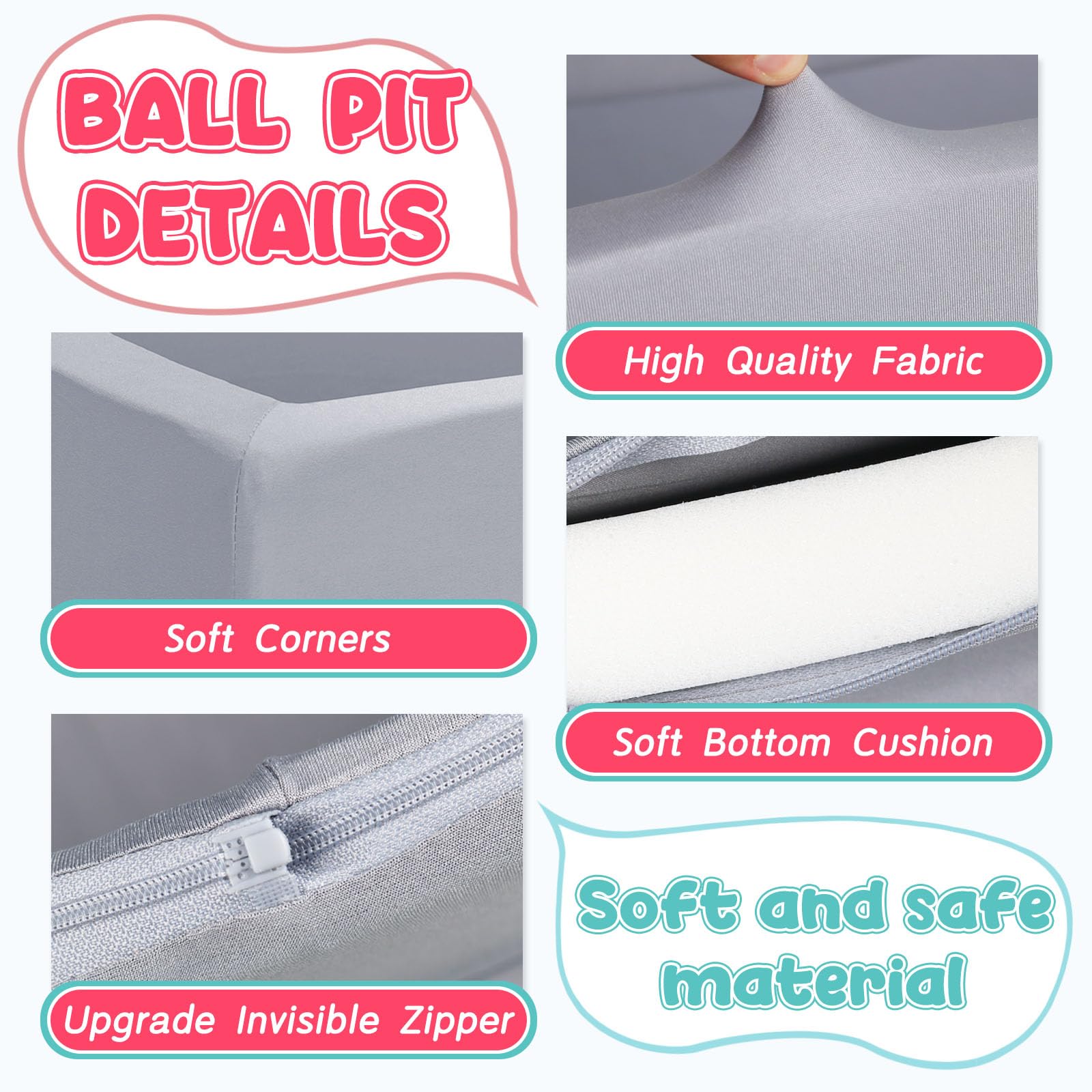 Foam Ball Pit for Toddlers & Kids - CALEPTONG 47.2