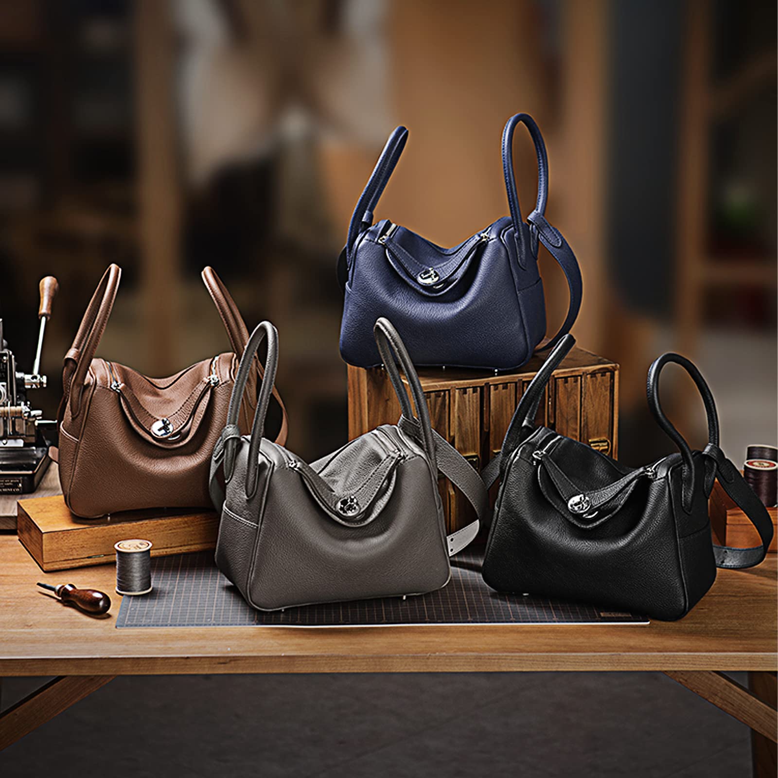 POPSEWING DIY Leather Tote Bag Kit for Women - Luxury Handmade Shoulder Bag, Personalized Crossbody Purse, Unique Gift for Girlfriend (Large, Brown) - Perfect for Crafting, Birthday Presents & Romantic Gifts