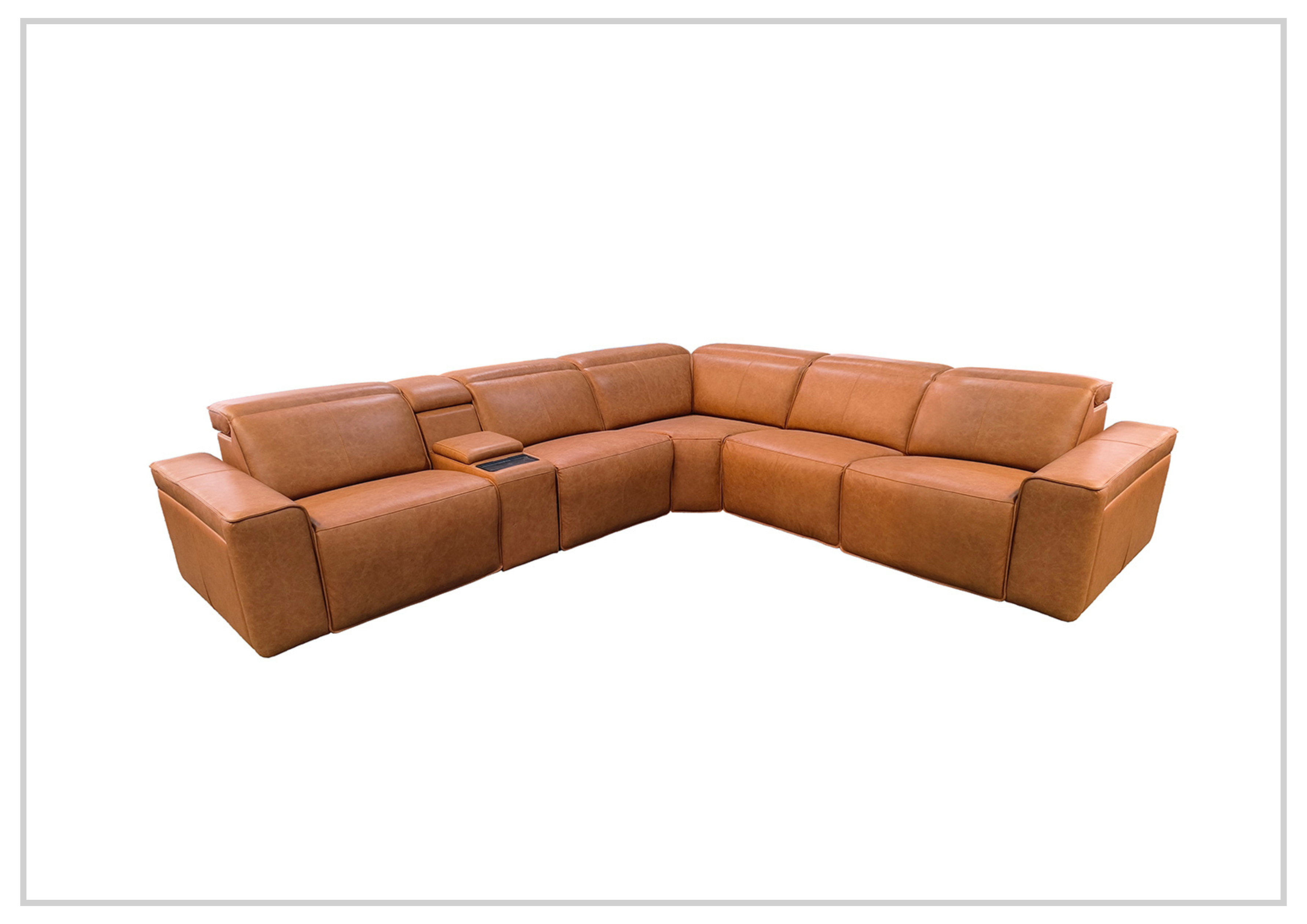 Klaussner Leonardo 6-Piece Power Recliner Sectional Sofa Set with USB Charging - Modern L-Shaped Living Room Furniture for Home Theater & Family Gatherings