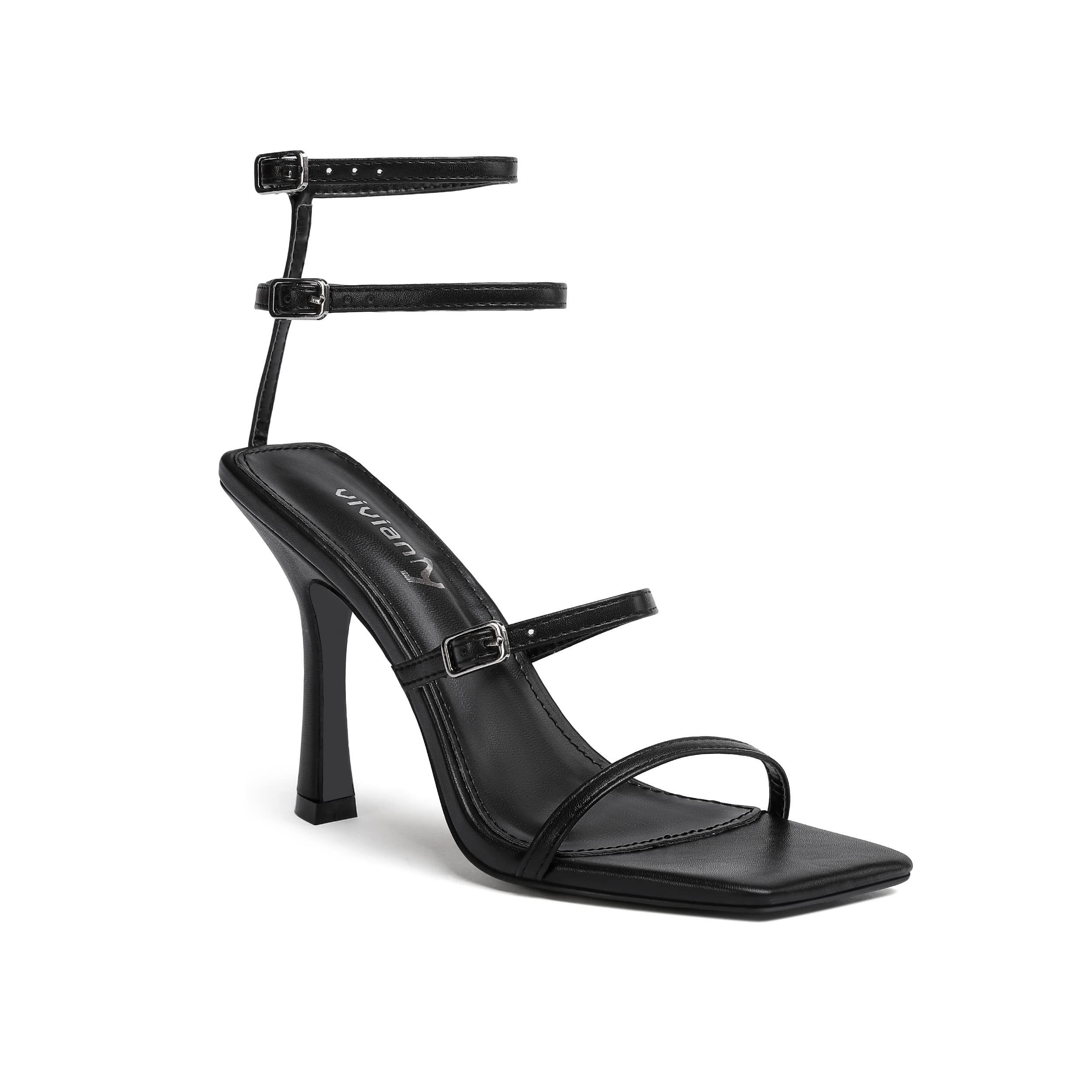 Vivianly Women's Square Toe Strappy Heels Sandals - Sexy Stiletto High Heels with Ankle Strap, Multi-Color Options for Party, Wedding & Evening Out (Perfect for Date Night, Clubwear & Special Occasions)