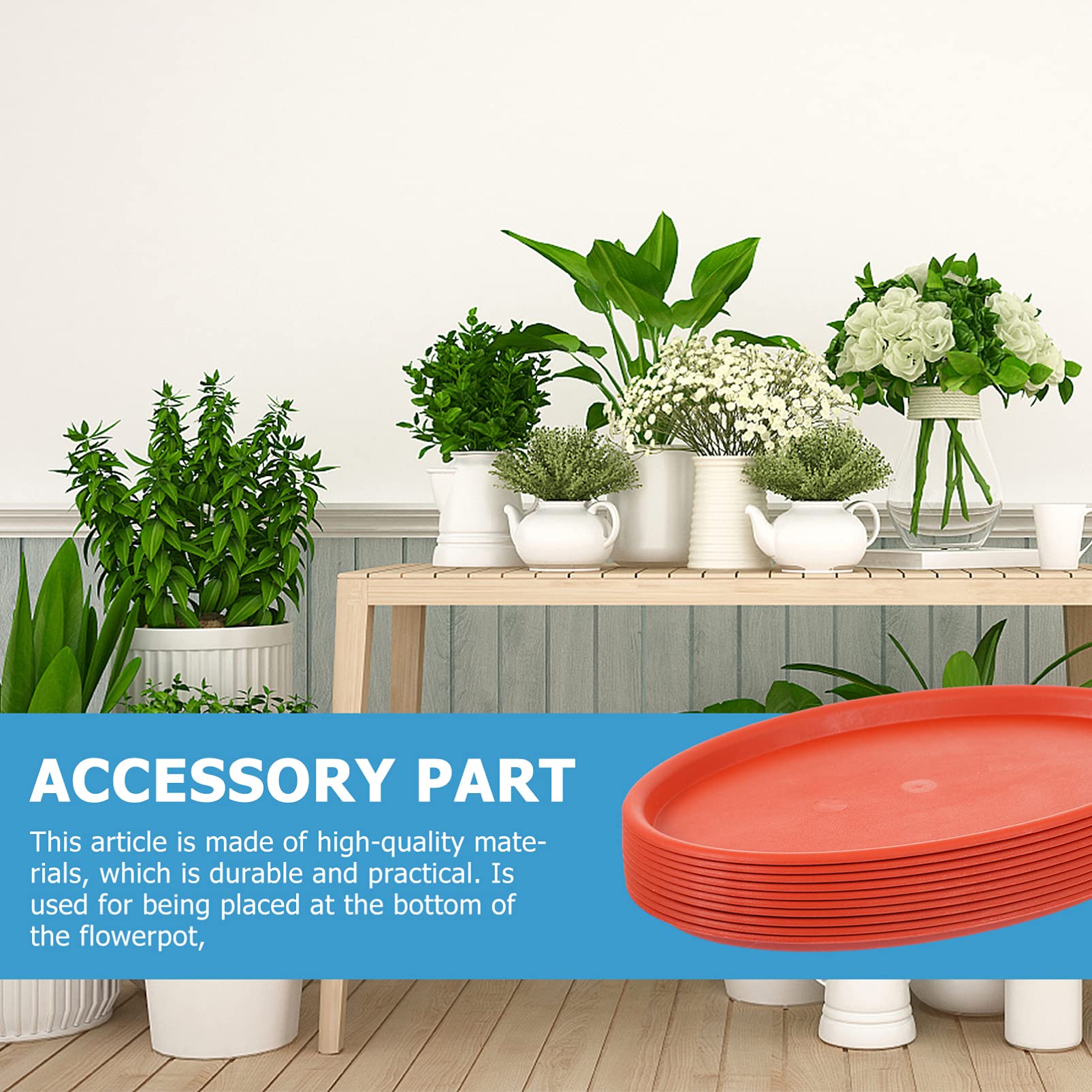 Hemoton 10-Pack Oval Plastic Plant Saucers - Water Trays for Flower Pots, Gardening Supplies, Indoor/Outdoor Use - Perfect for Drainage Protection on Decks, Patios & Windowsills
