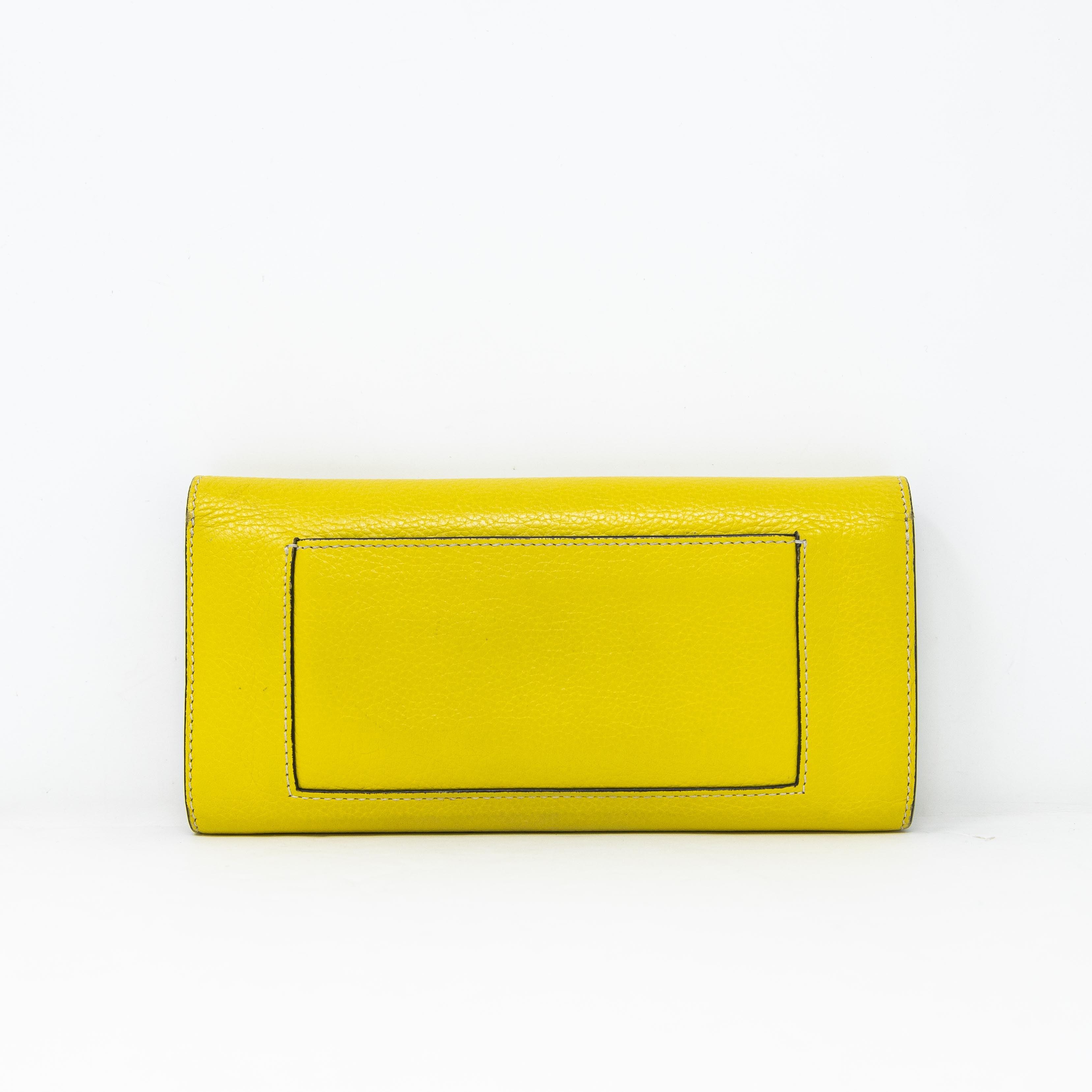 Celine Yellow Leather Long Wallet for Women - Stylish & Spacious Designer Wallet for Everyday Use & Travel