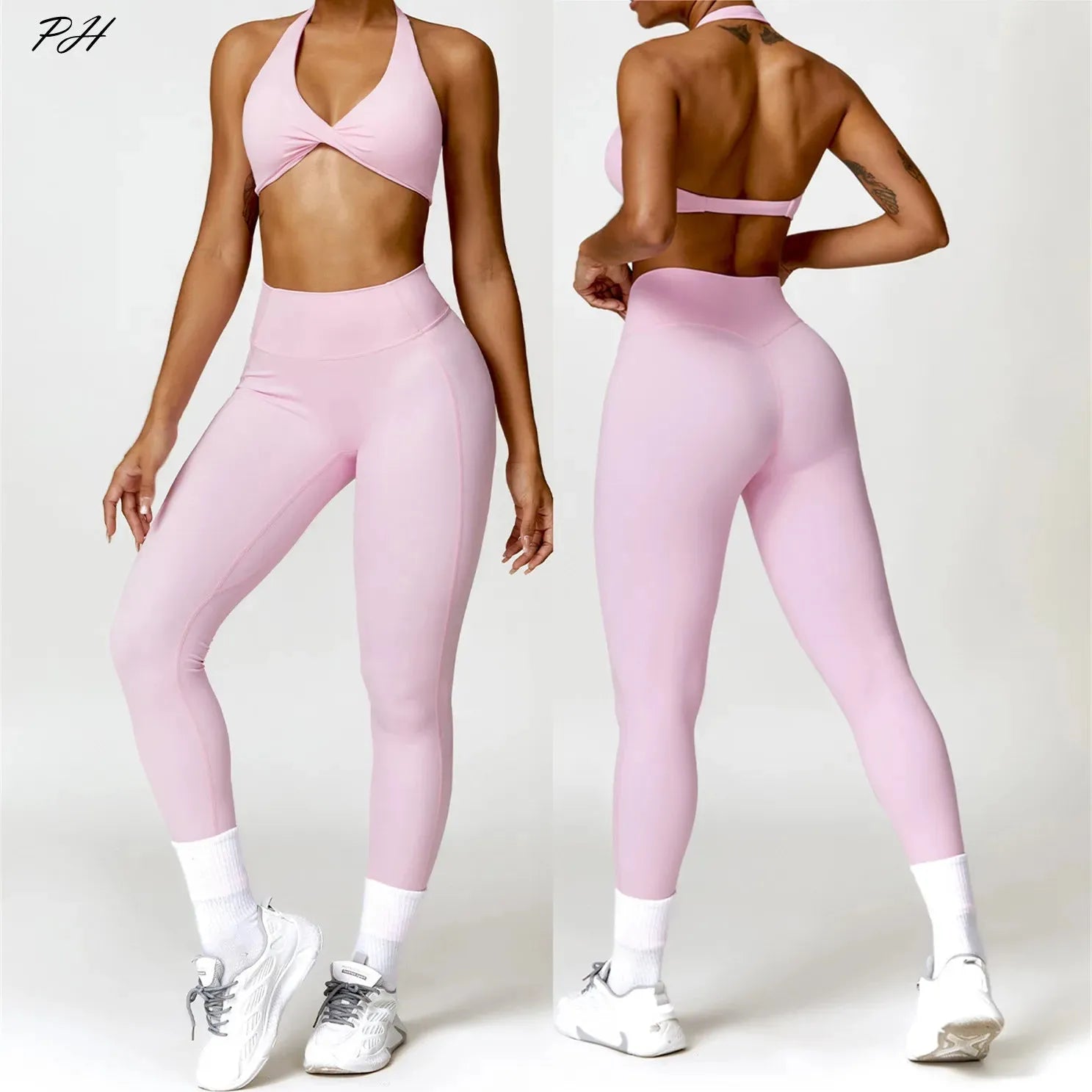 2PCS Women's Yoga Set - Nude Feeling Workout Outfit with Sports Bra & Leggings for Gym, Running, Fitness & Push Up Training | Perfect for Yoga, Pilates & Home Workouts