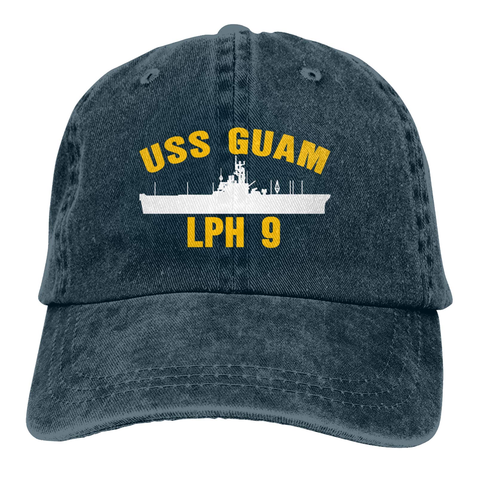 USS Guam LPH-9 Vintage Cowboy Hat & Distressed Denim Dad Jeans - Baseball Cap & Plain Fit Hat for Men - Perfect for Western Style, Casual Outfits & Outdoor Adventures