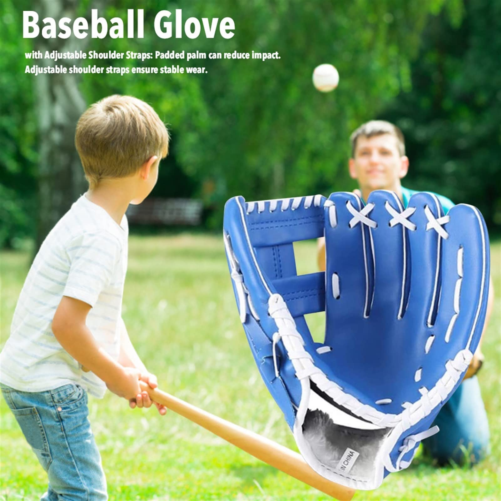 Premium 11.5 Inch Blue Baseball & Softball Gloves - Comfortable, Durable with Adjustable Shoulder Straps for Youth & Adult Players - Perfect for Training, Games & Outdoor Sports Activities