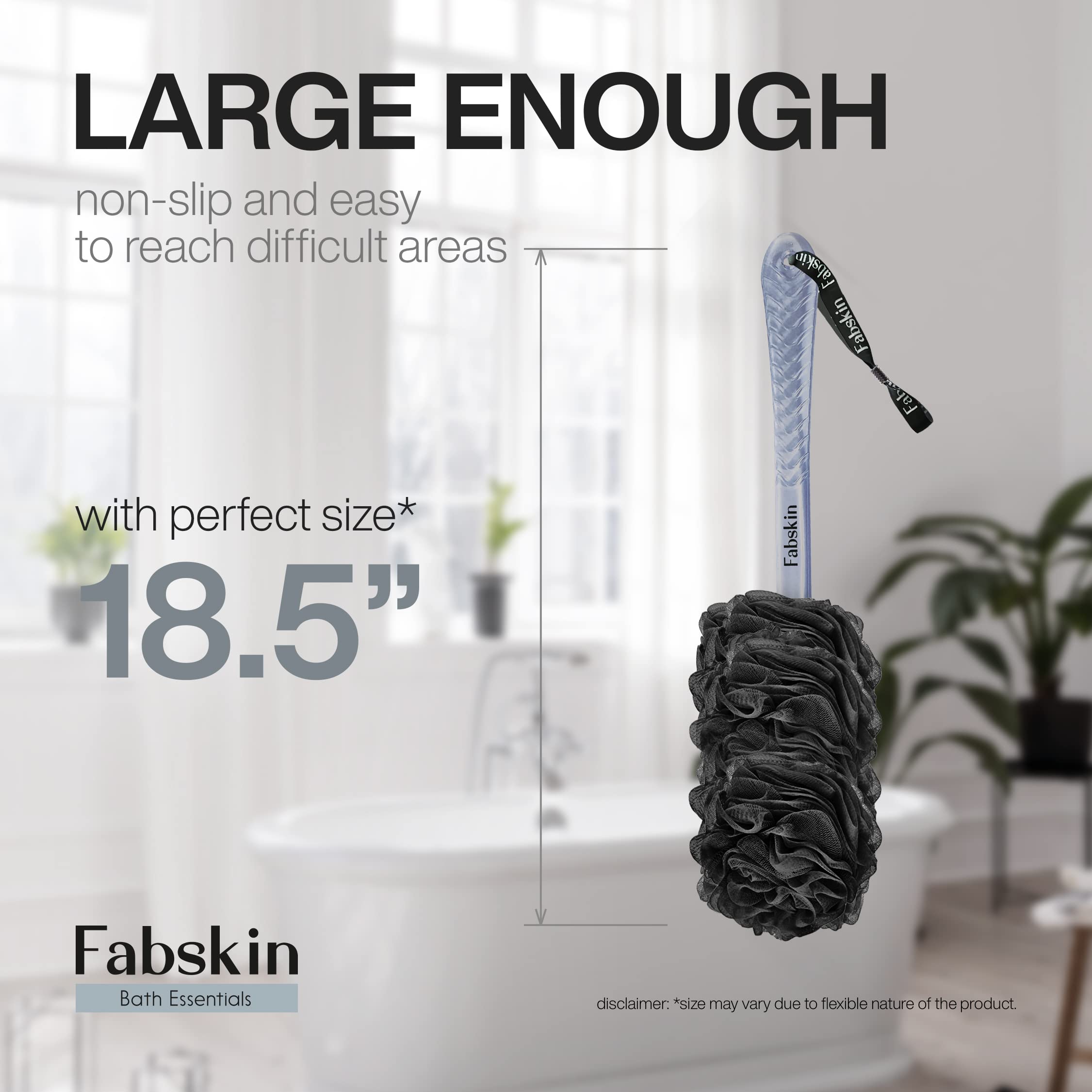 Exfoliating Body Brush with Long Handle for Men & Women | Premium Loofah Back Scrubber | Bath & Shower Brush for Deep Cleansing & Skin Renewal | Made in India (Black) | Perfect for Spa Days, Dry Brushing & Exfoliation Routines