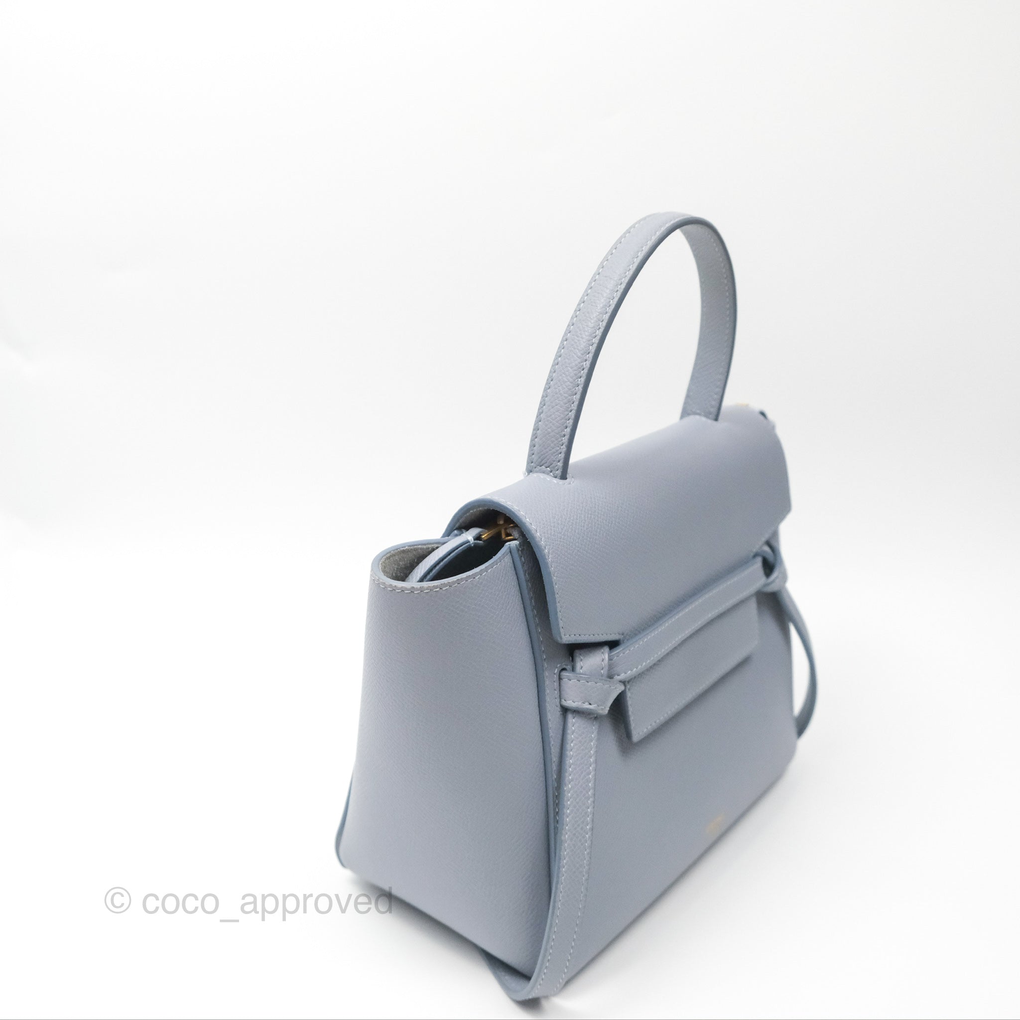 Celine Nano Belt Bag in Arctic Blue - Genuine Grained Calfskin Leather with Gold Hardware | Luxury Crossbody Purse for Women, Perfect for Work, Travel & Everyday Use