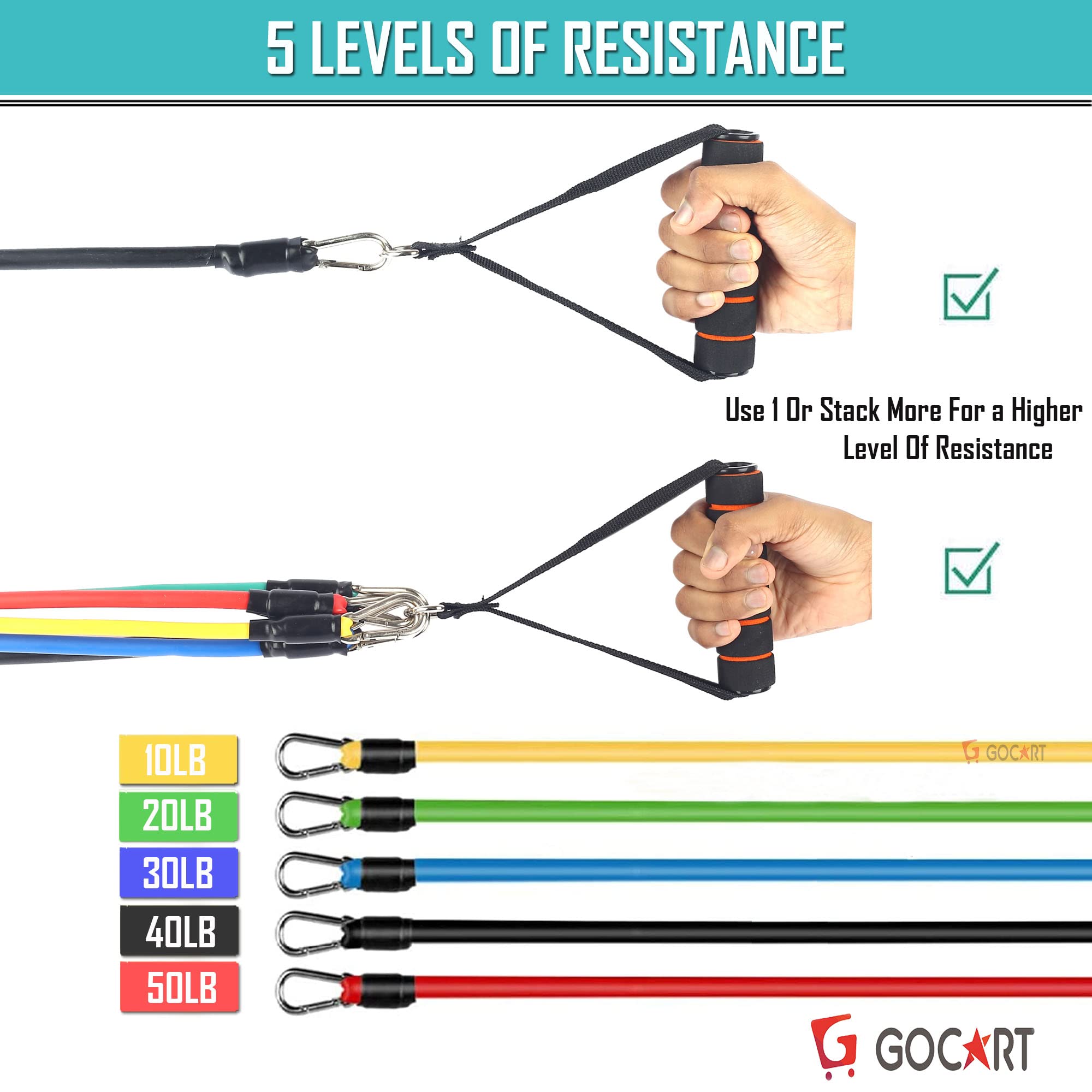 Premium Resistance Bands Set for Home & Gym Workouts - Exercise Bands with Foam Handles, Door Anchor, Ankle Strap & Carry Bag - Strength Training for Men & Women - Perfect for Yoga, Pilates, Physical Therapy & Fitness Toning